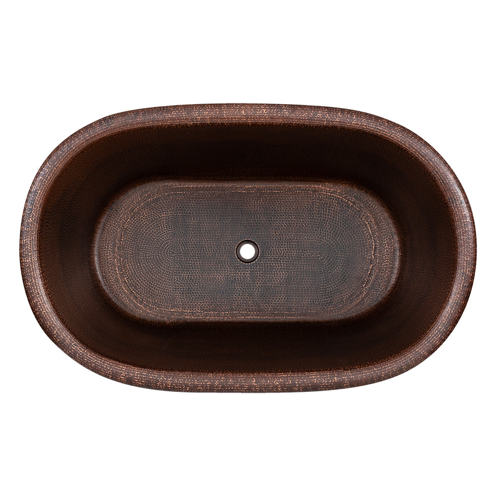 Alternate Image for Premier Copper Products 47" Small Hammered Copper Modern Style Bathtub and Drain Package, Oil Rubbed Bronze, BSP5_BTM47DB