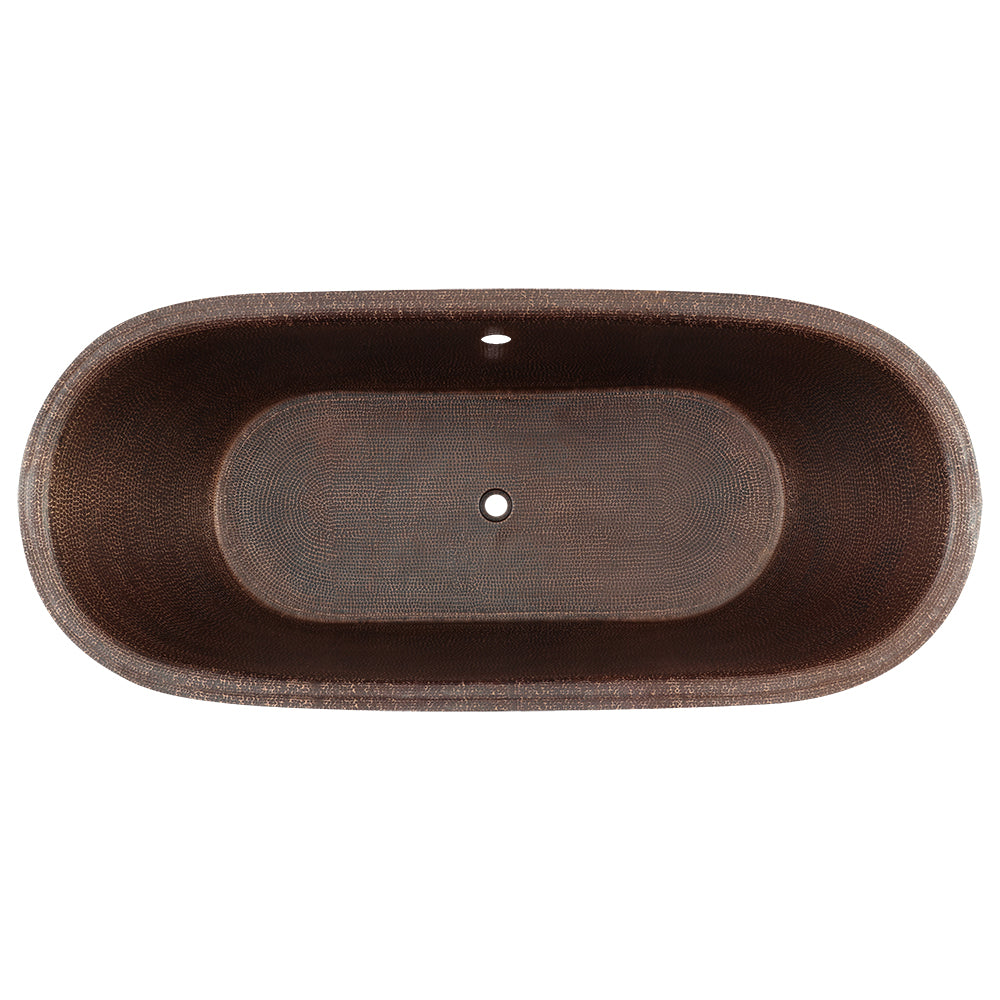 Alternate Image for Premier Copper Products 72" Hammered Copper Freestanding Bathtub, Oil Rubbed Bronze, BTM72DBOF