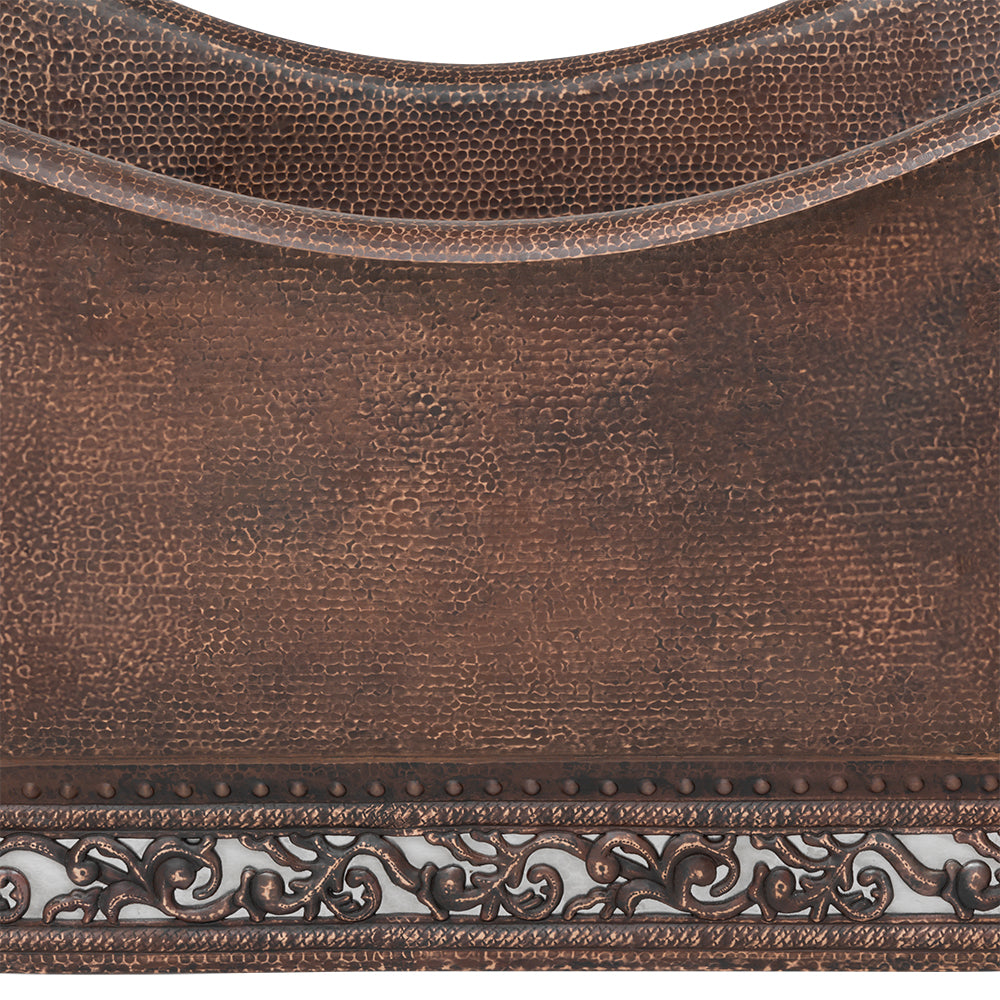 Alternate Image for Premier Copper Products 67" Hammered Copper Double Slipper Bathtub with Scroll Base and Nickel Inlay, BTN67DB