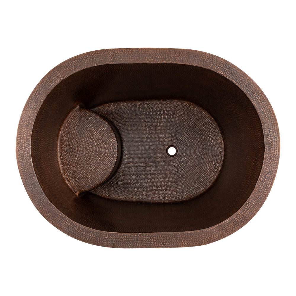 Alternate Image for Premier Copper Products 48" Hammered Copper Oval Japanese Soaking Tub and Drain Package, Oil Rubbed Bronze, BSP5_BTO48DB