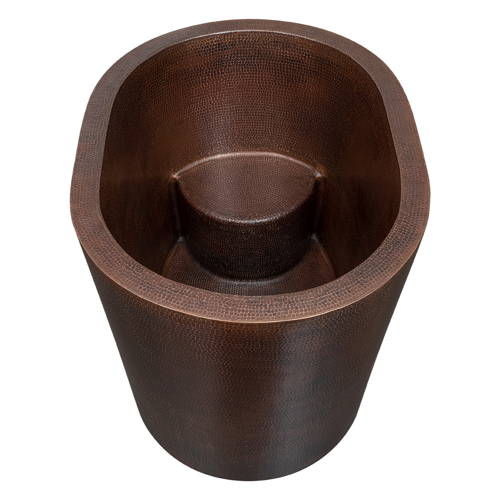 Alternate Image for Premier Copper Products 48" Hammered Copper Oval Japanese Soaking Tub and Drain Package, Oil Rubbed Bronze, BSP5_BTO48DB