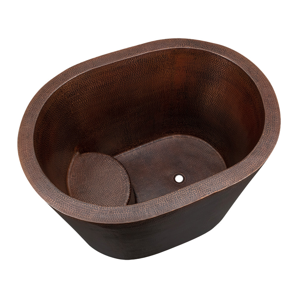 Alternate Image for Premier Copper Products 48" Hammered Copper Oval Japanese Soaking Tub and Drain Package, Oil Rubbed Bronze, BSP5_BTO48DB