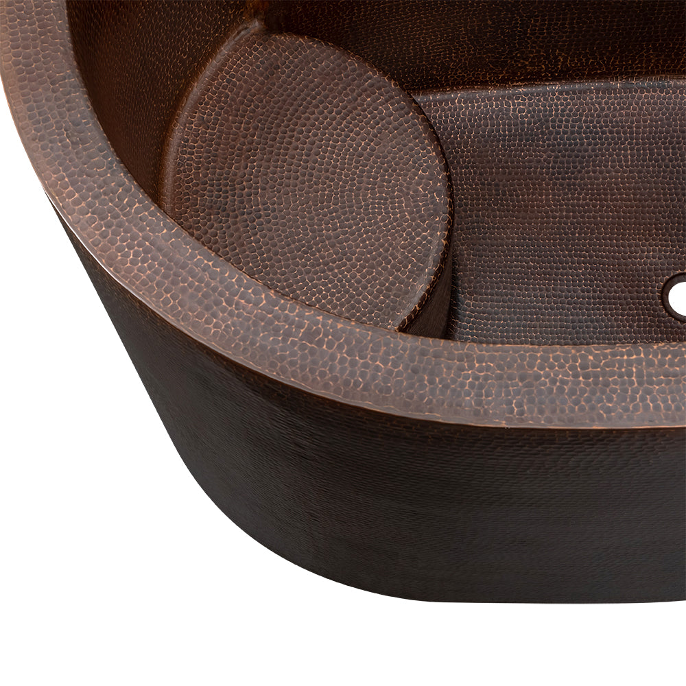 Alternate Image for Premier Copper Products 48" Hammered Copper Oval Japanese Soaking Tub and Drain Package, Oil Rubbed Bronze, BSP5_BTO48DB