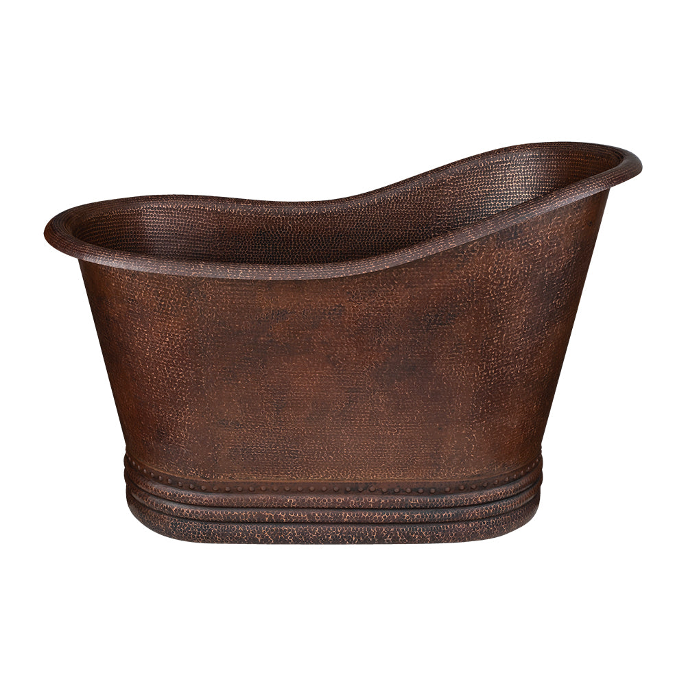 Alternate Image for Premier Copper Products 52" Small Hammered Copper Single Slipper Bathtub and Drain Package, Oil Rubbed Bronze, BSP5_BTS52DB