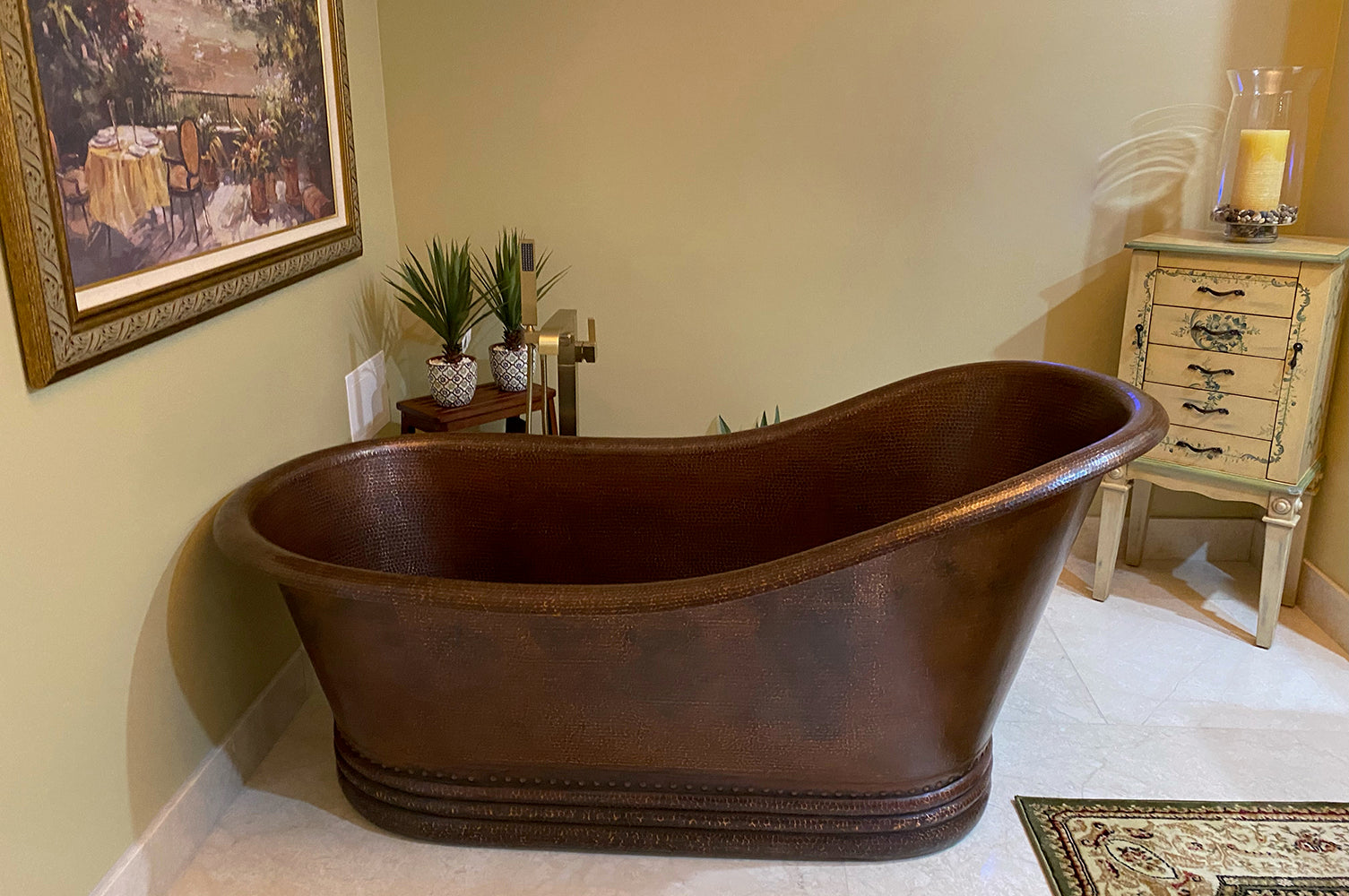 Alternate Image for Premier Copper Products 67" Hammered Copper Single Slipper Bathtub, BTS67DB