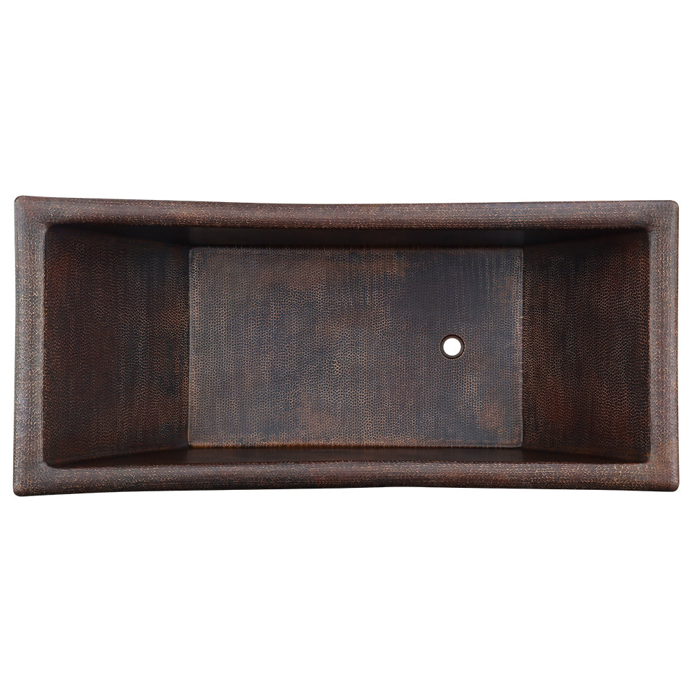 Alternate Image for Premier Copper Products 67" Hammered Copper Canoa Single Slipper Bathtub, BTSC67DB