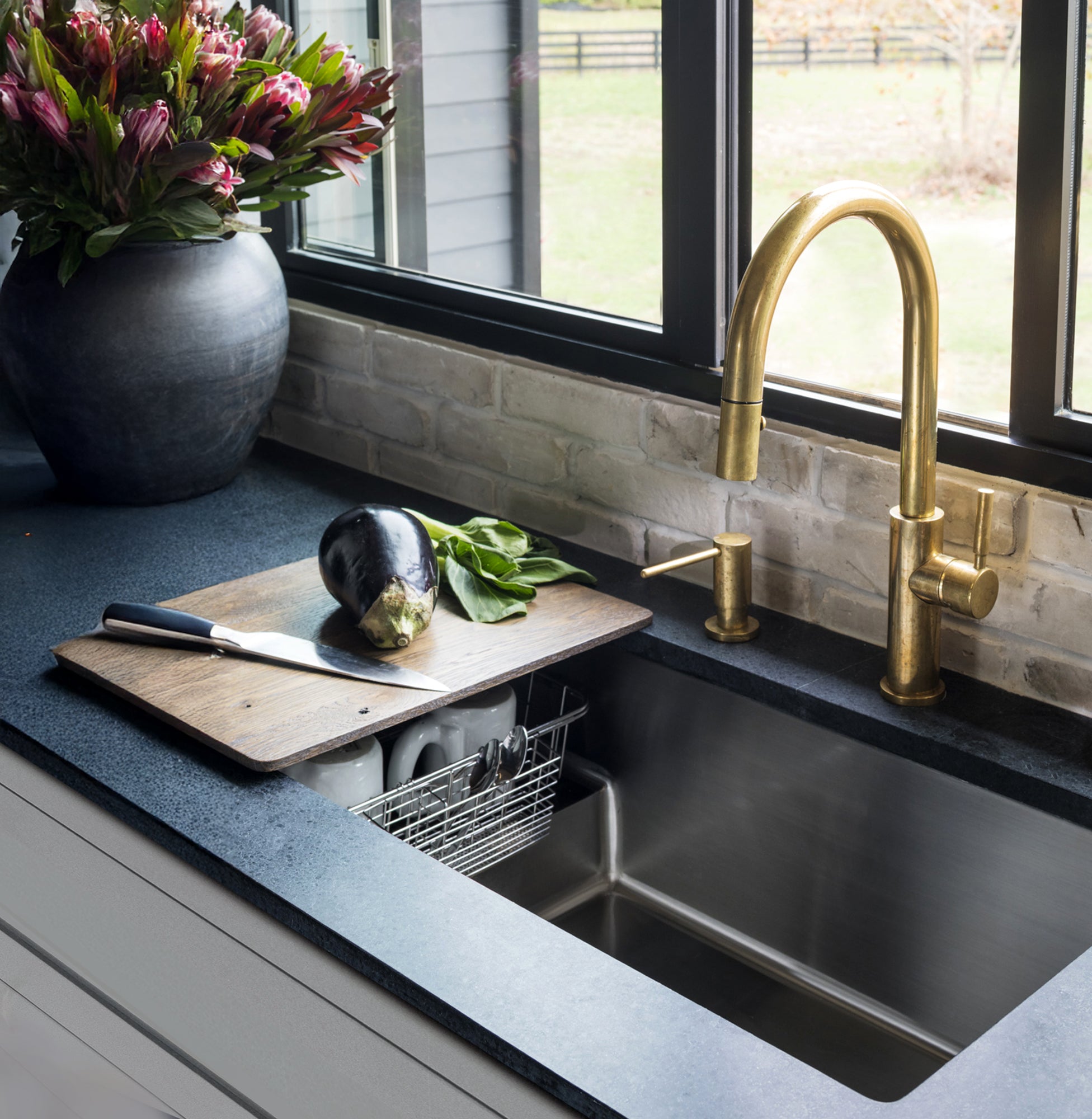 Alternate Image for Nantucket Sinks Premium Kitchen 17.5" x 14" Cutting Board CB-ST3918 for Steppe Sinks, Sapele Wood, Natural variations/brown wood