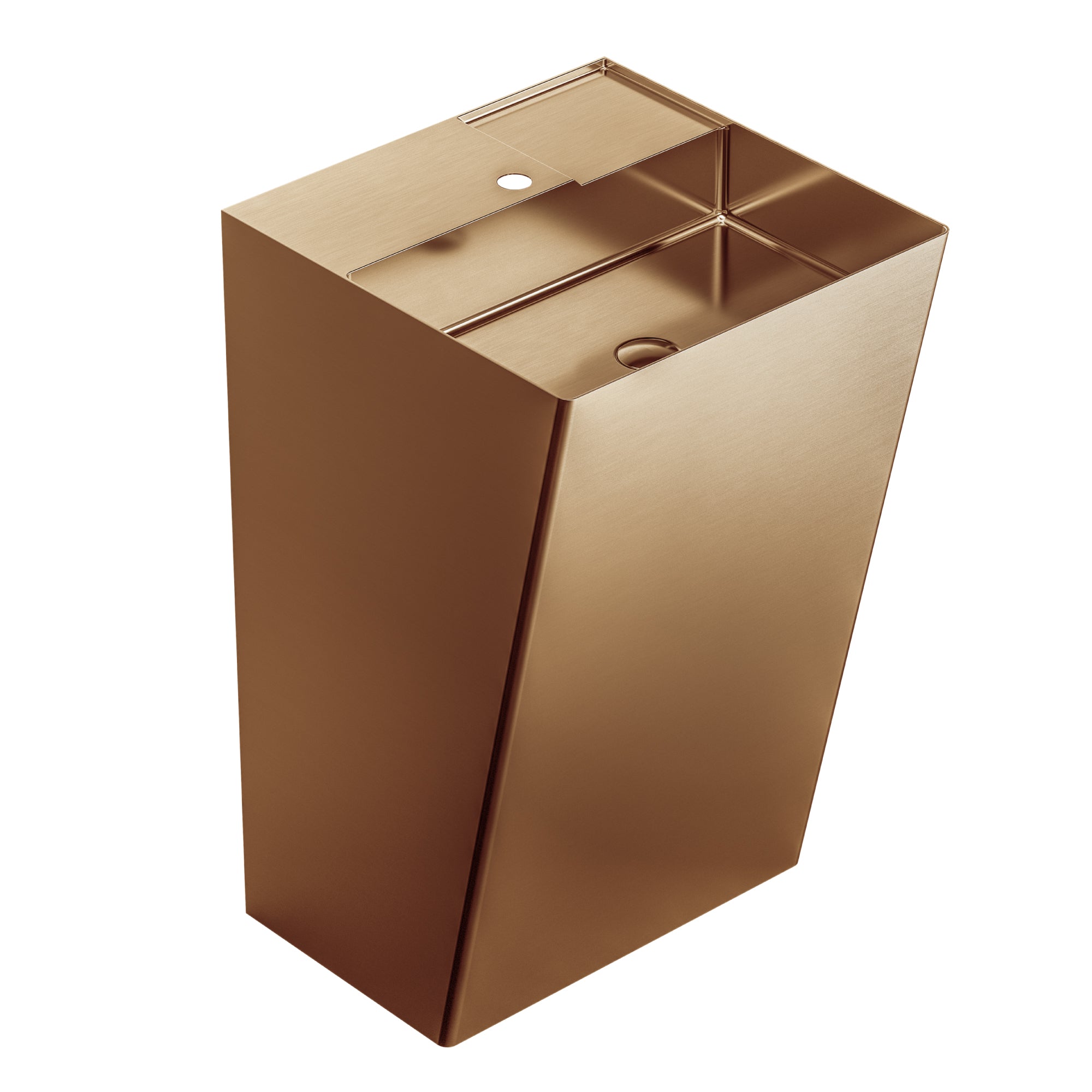 Alternate Image for Karran Cinox 19.75" x 16.5" Rectangular Wall-Adjacent, Freestanding Stainless Steel Bathroom Sink, Brushed Copper, 16 Gauge, CCP500BC