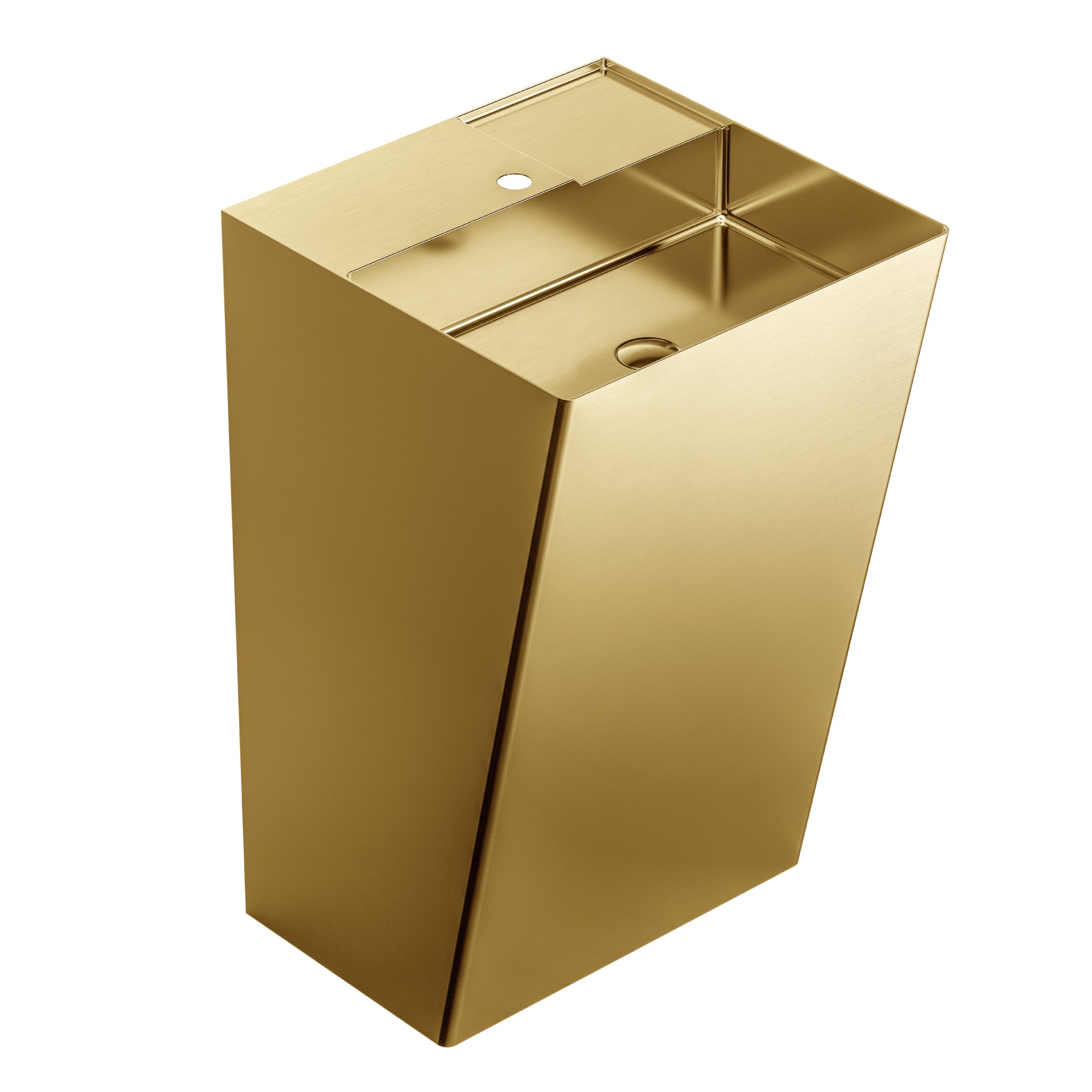 Alternate Image for Karran Cinox 19.75" x 16.5" Rectangular Wall-Adjacent, Freestanding Stainless Steel Bathroom Sink, Gold, 16 Gauge, CCP500G