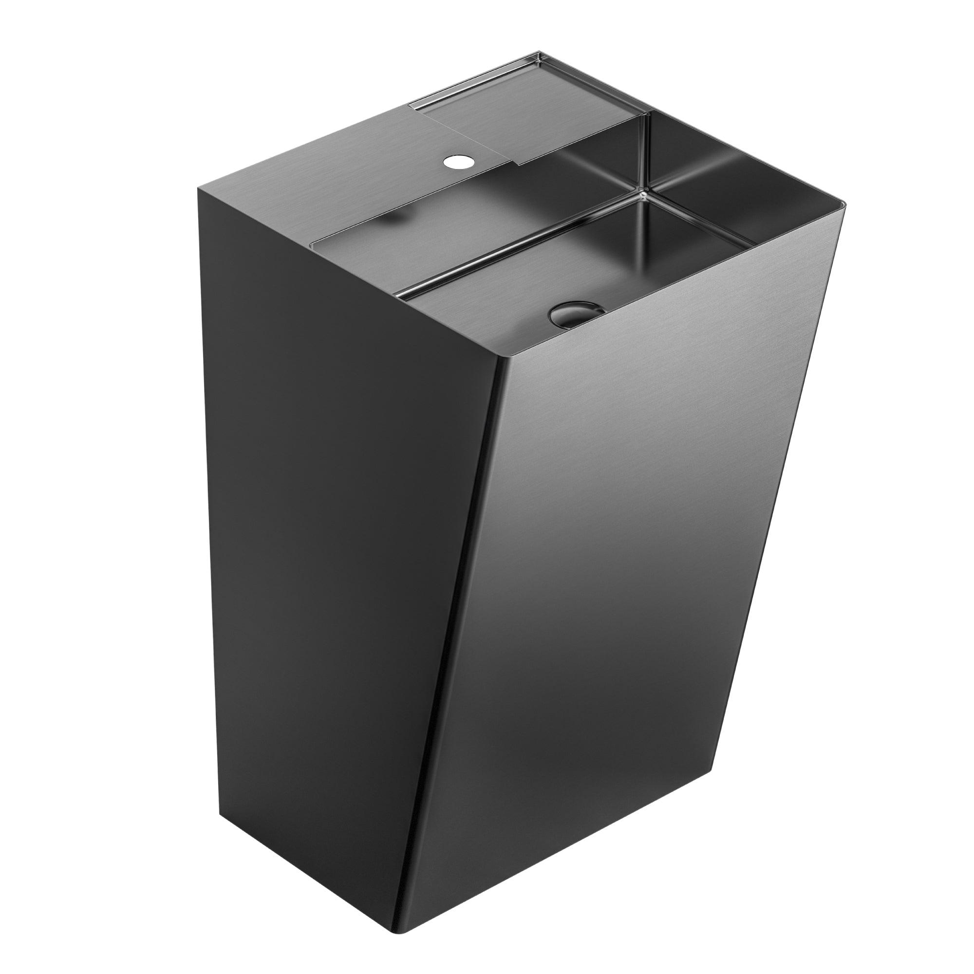 Alternate Image for Karran Cinox 19.75" x 16.5" Rectangular Wall-Adjacent, Freestanding Stainless Steel Bathroom Sink, Gunmetal Grey, 16 Gauge, CCP500GG