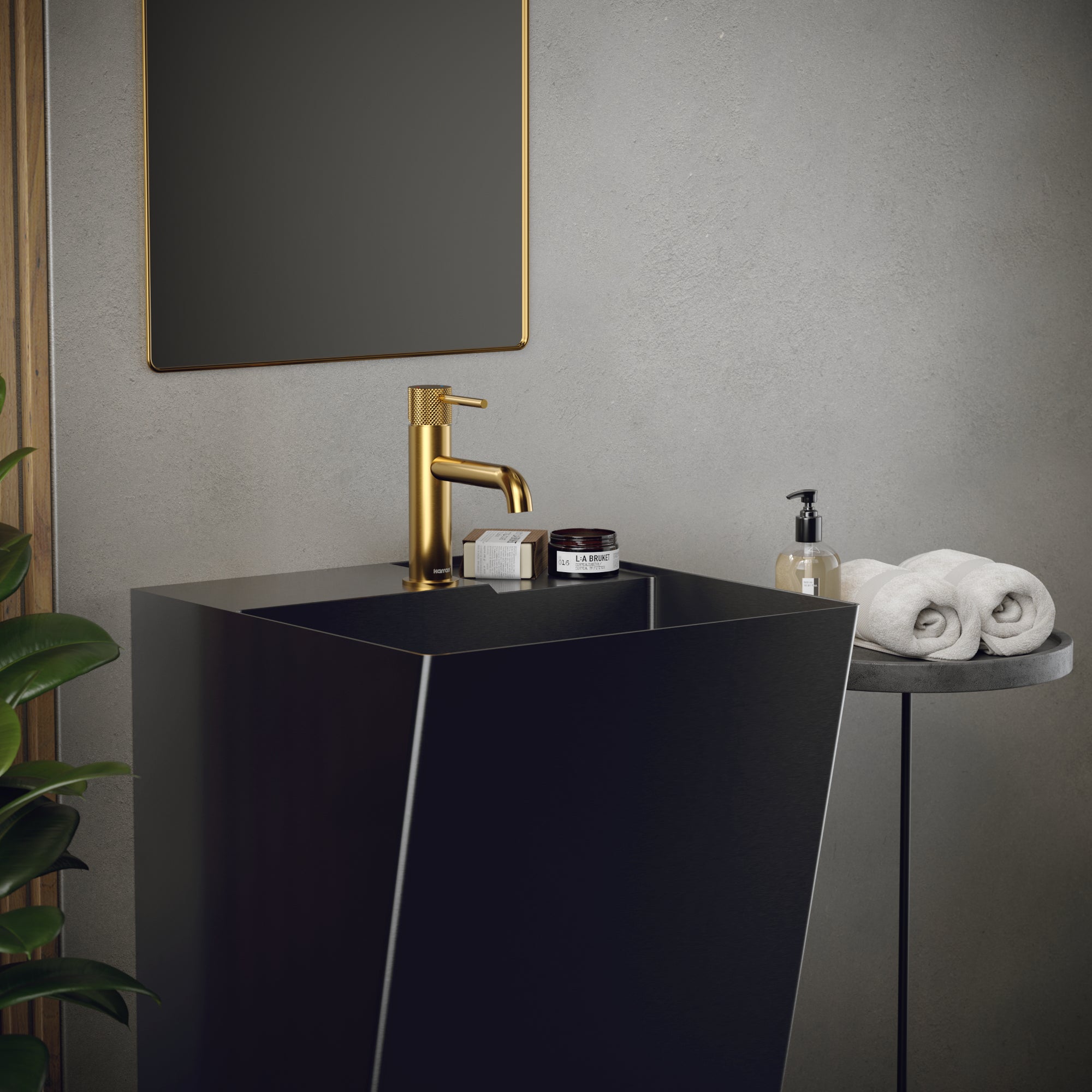 Alternate Image for Karran Cinox 19.75" x 16.5" Rectangular Wall-Adjacent, Freestanding Stainless Steel Bathroom Sink, Gunmetal Grey, 16 Gauge, CCP500GG