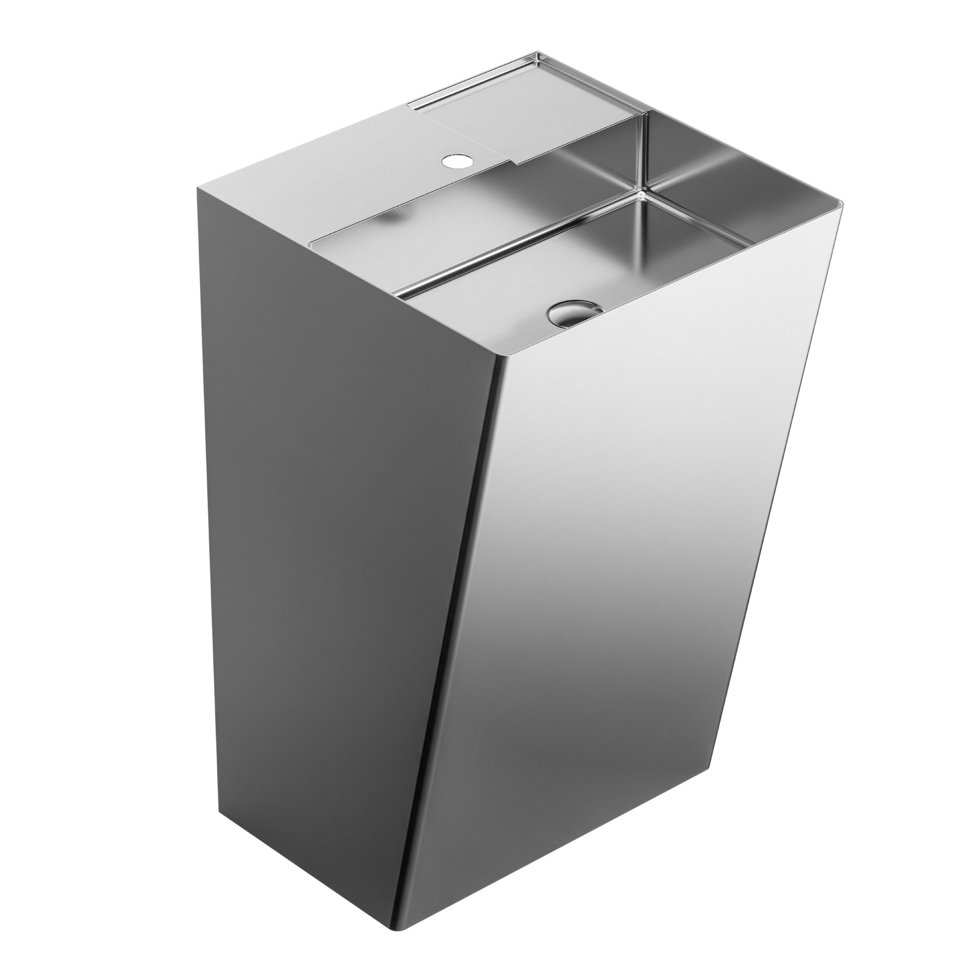 Alternate Image for Karran Cinox 19.75" x 16.5" Rectangular Wall-Adjacent, Freestanding Stainless Steel Bathroom Sink, 16 Gauge, CCP500SS