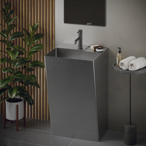 Karran Cinox 19.75" x 16.5" Rectangular Wall-Adjacent, Freestanding Stainless Steel Bathroom Sink, 16 Gauge, CCP500SS