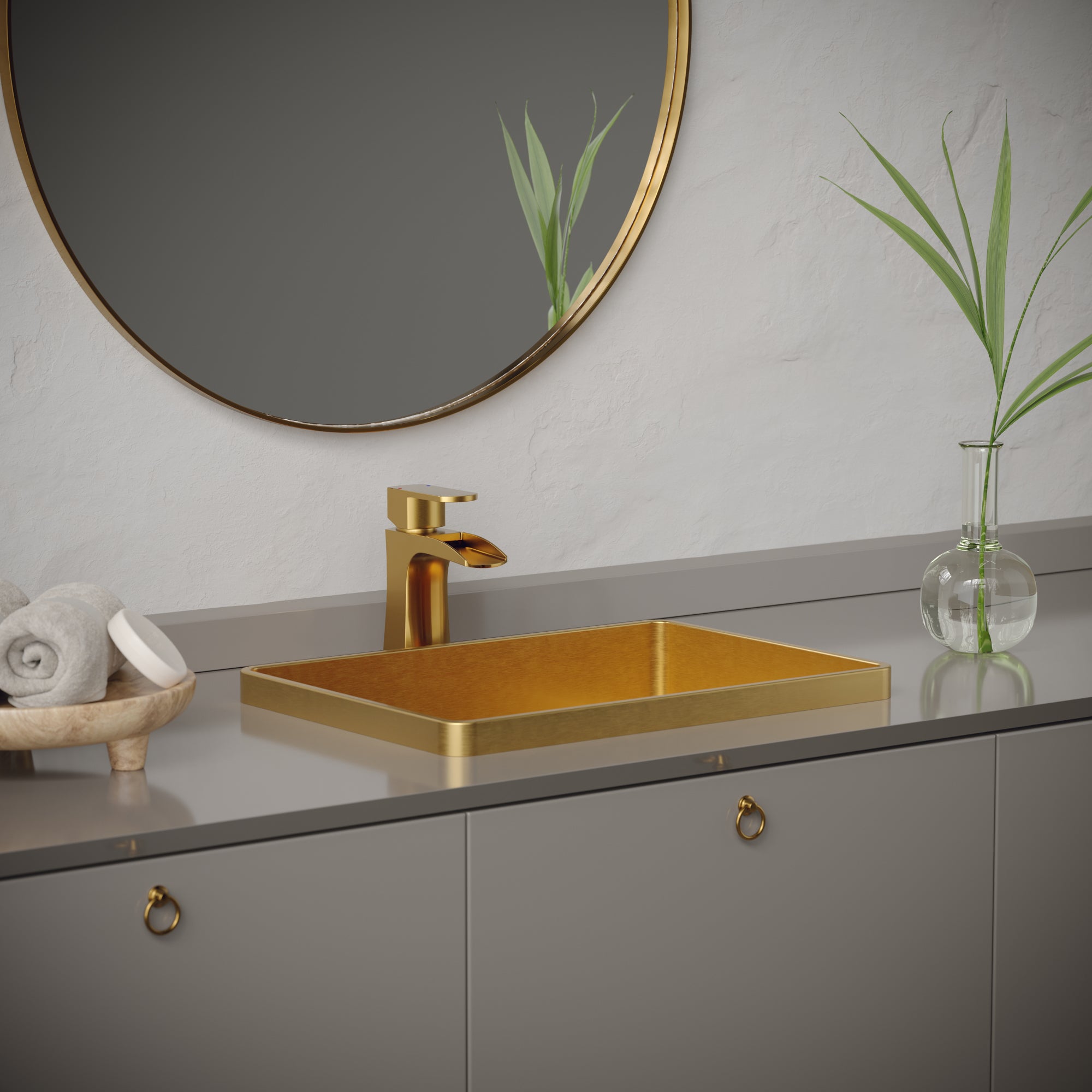 Alternate Image for Karran Cinox 14.25" x 20" Rectangular Drop In/Topmount Stainless Steel Bathroom Sink, Gold, 16 Gauge, CCT200G