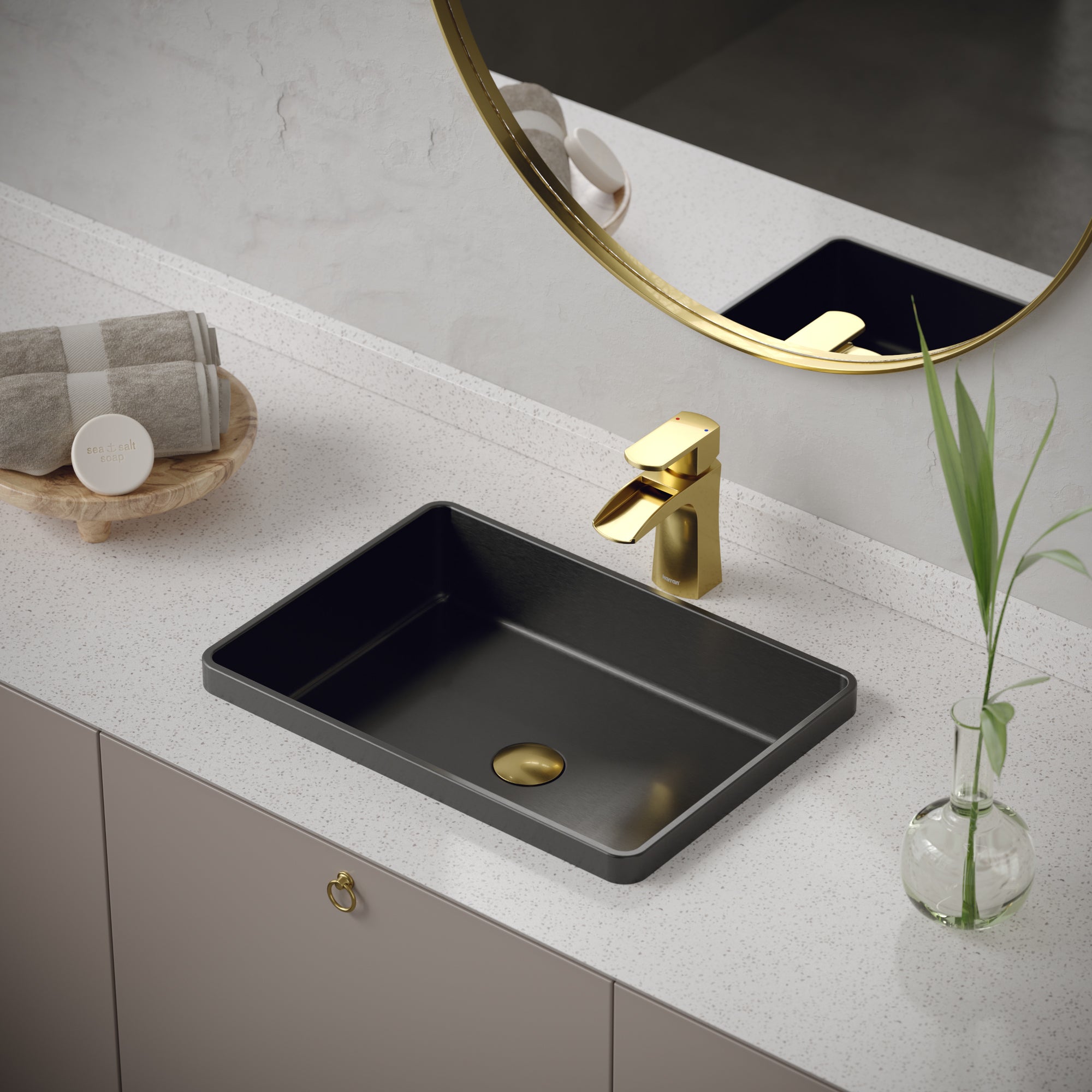 Karran Cinox 14.25" x 20" Rectangular Drop In/Topmount Stainless Steel Bathroom Sink, Gunmetal Grey, 16 Gauge, CCT200GG