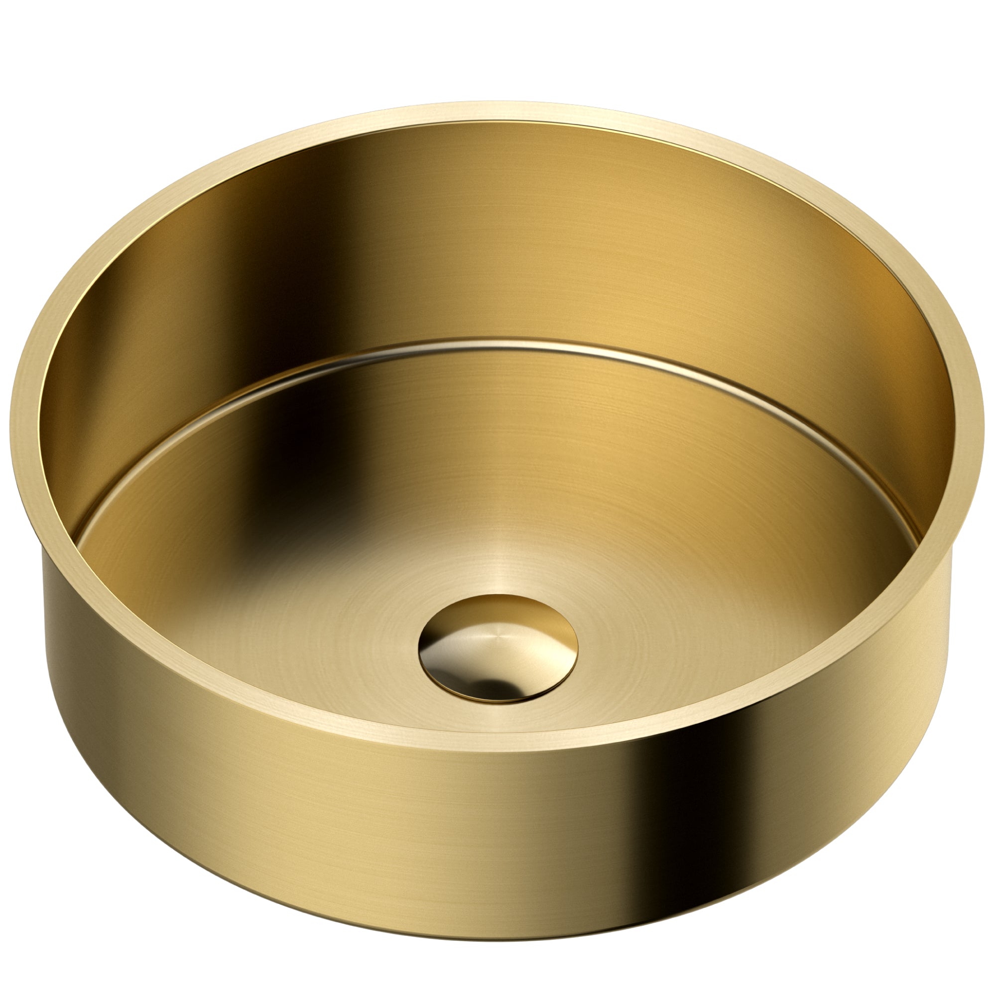 Karran Cinox 15.75" x 15.75" Round Undermount Stainless Steel Bathroom Sink, Gold, 16 Gauge, CCU100G