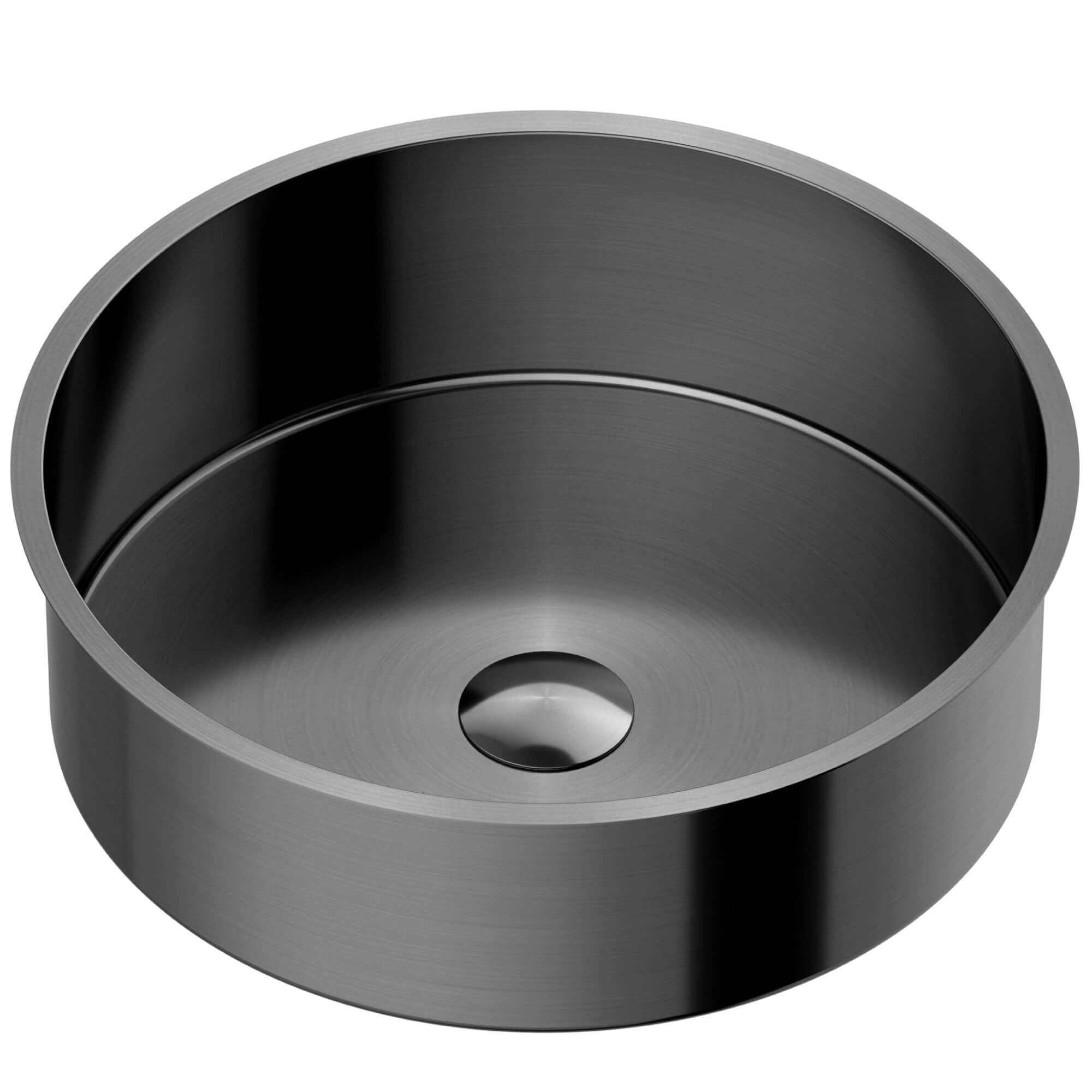 Alternate Image for Karran Cinox 15.75" x 15.75" Round Undermount Stainless Steel Bathroom Sink, Gunmetal Grey, 16 Gauge, CCU100GG