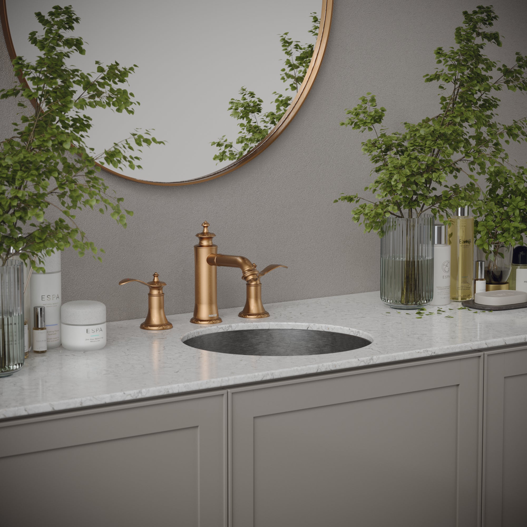 Alternate Image for Karran Cinox 15.75" x 15.75" Round Undermount Stainless Steel Bathroom Sink, 16 Gauge, CCU100SS