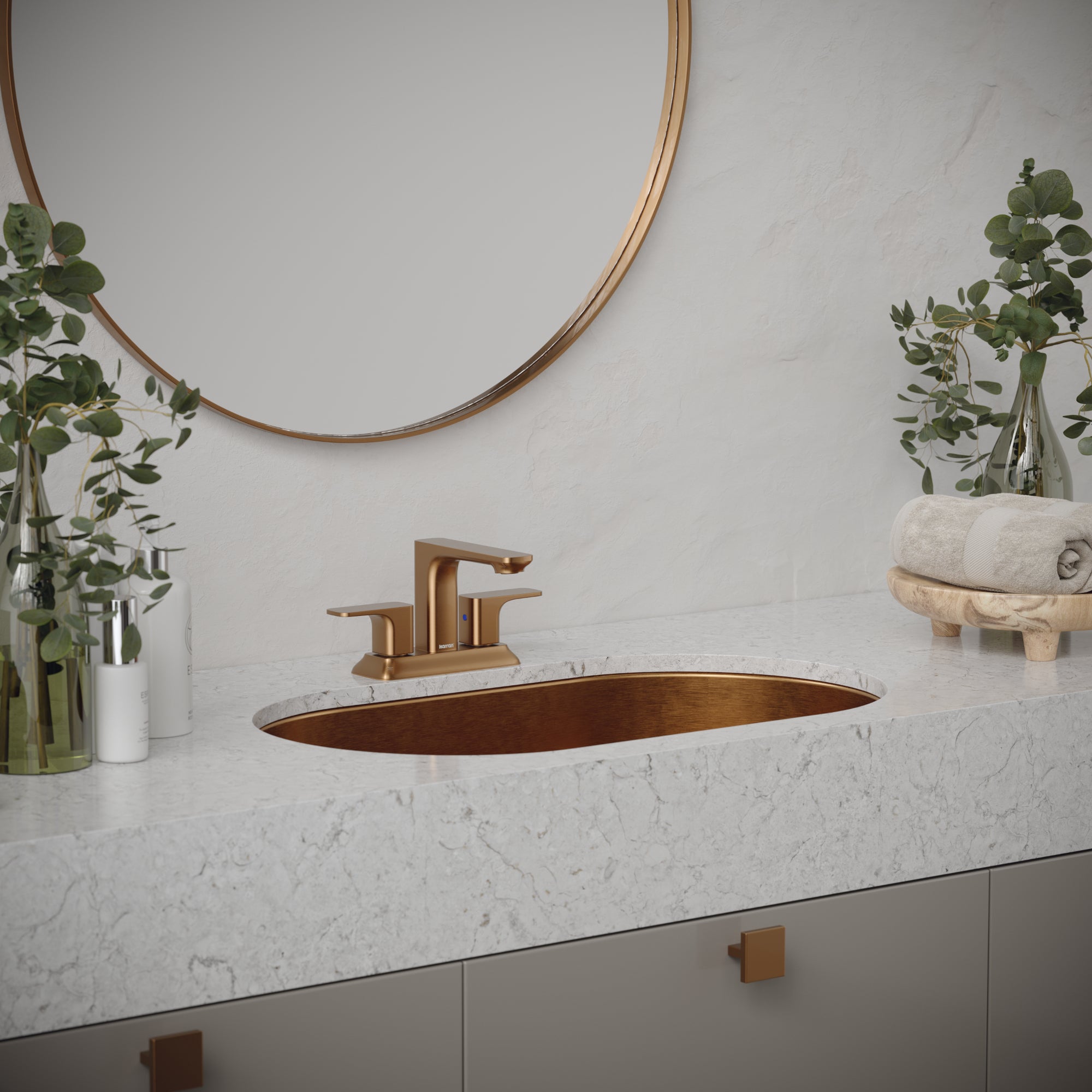 Alternate Image for Karran Cinox 17" x 27.5" Oval Undermount Stainless Steel Bathroom Sink, Brushed Copper, 16 Gauge, CCU200BC