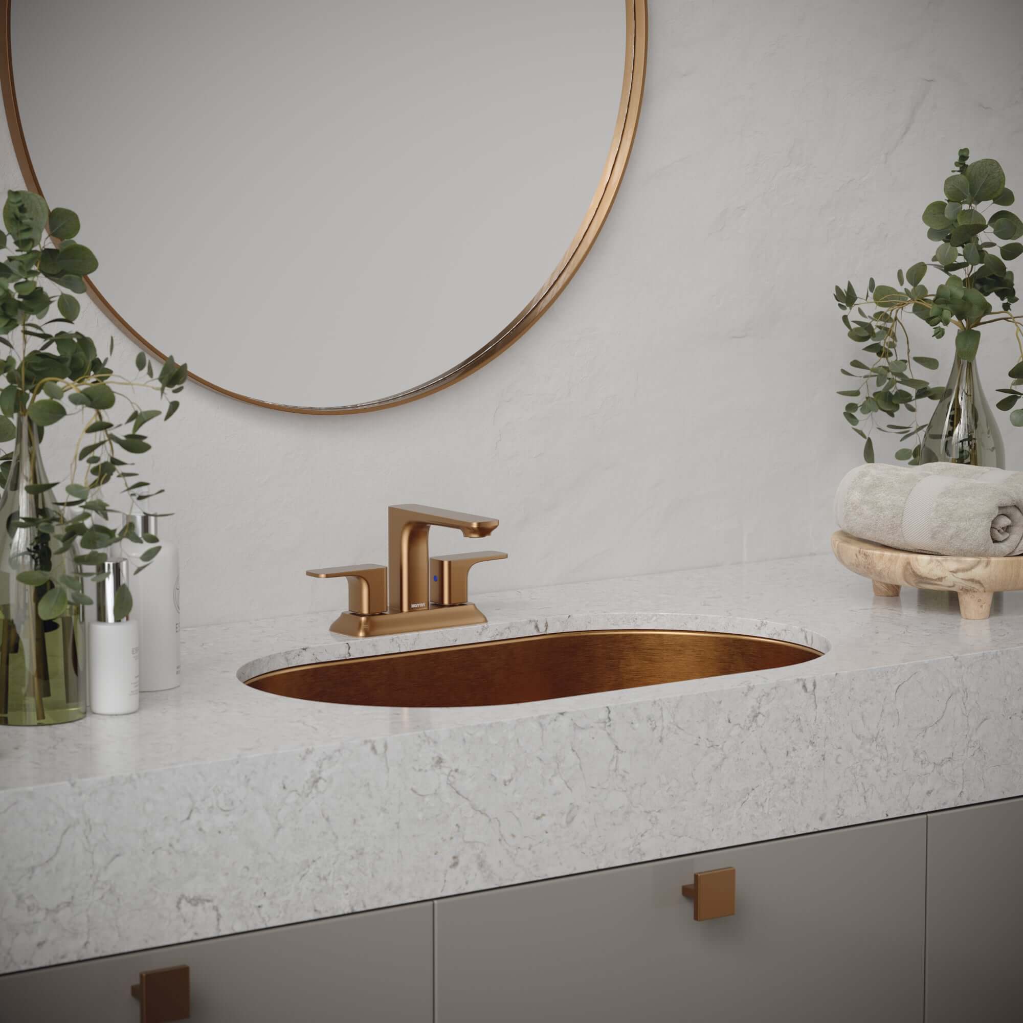 Alternate Image for Karran Cinox 17" x 27.5" Oval Undermount Stainless Steel Bathroom Sink, Brushed Copper, 16 Gauge, CCU200BC