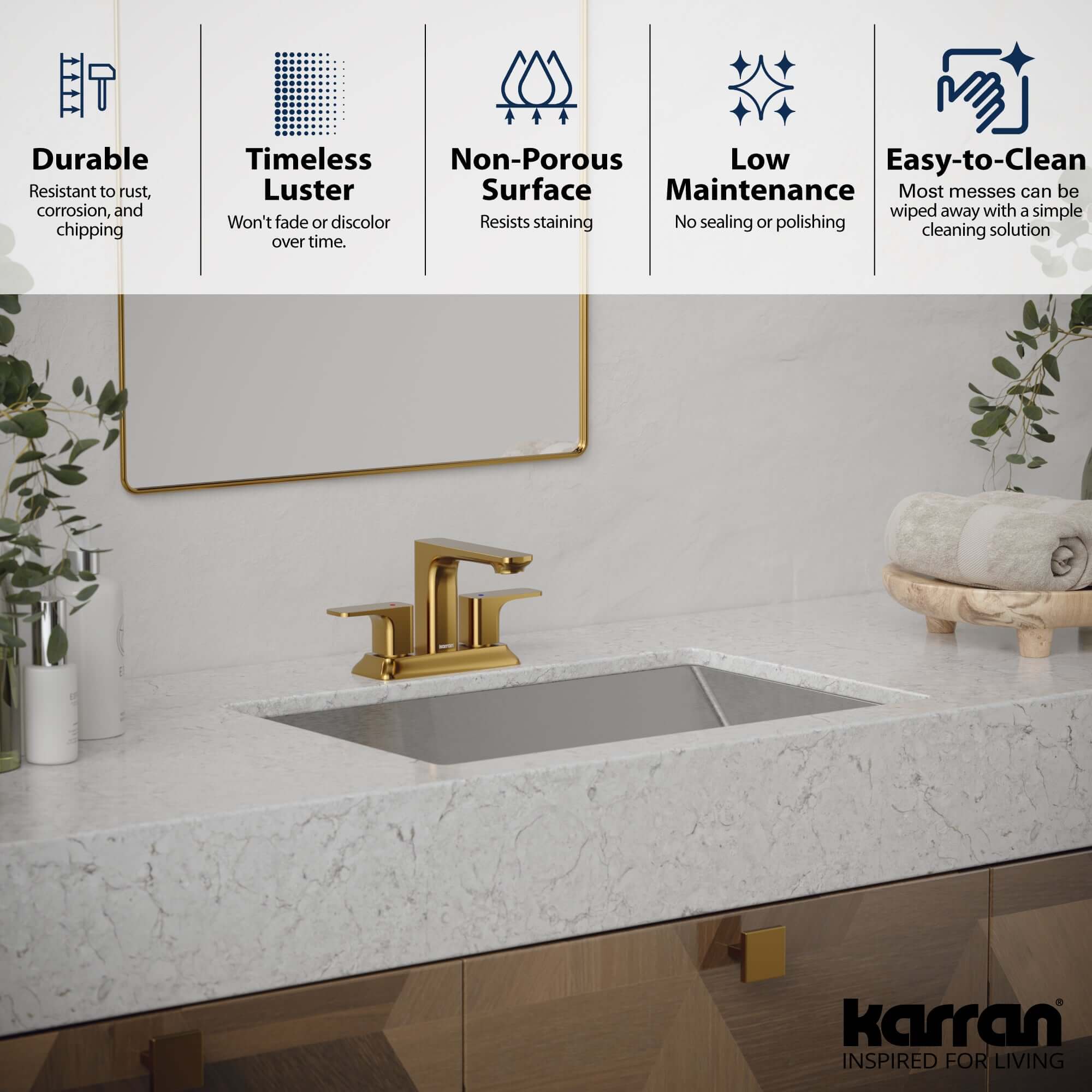 Alternate Image for Karran Cinox 15.75" x 23.625" Rectangular Undermount Stainless Steel Bathroom Sink, 16 Gauge, CCU400SS