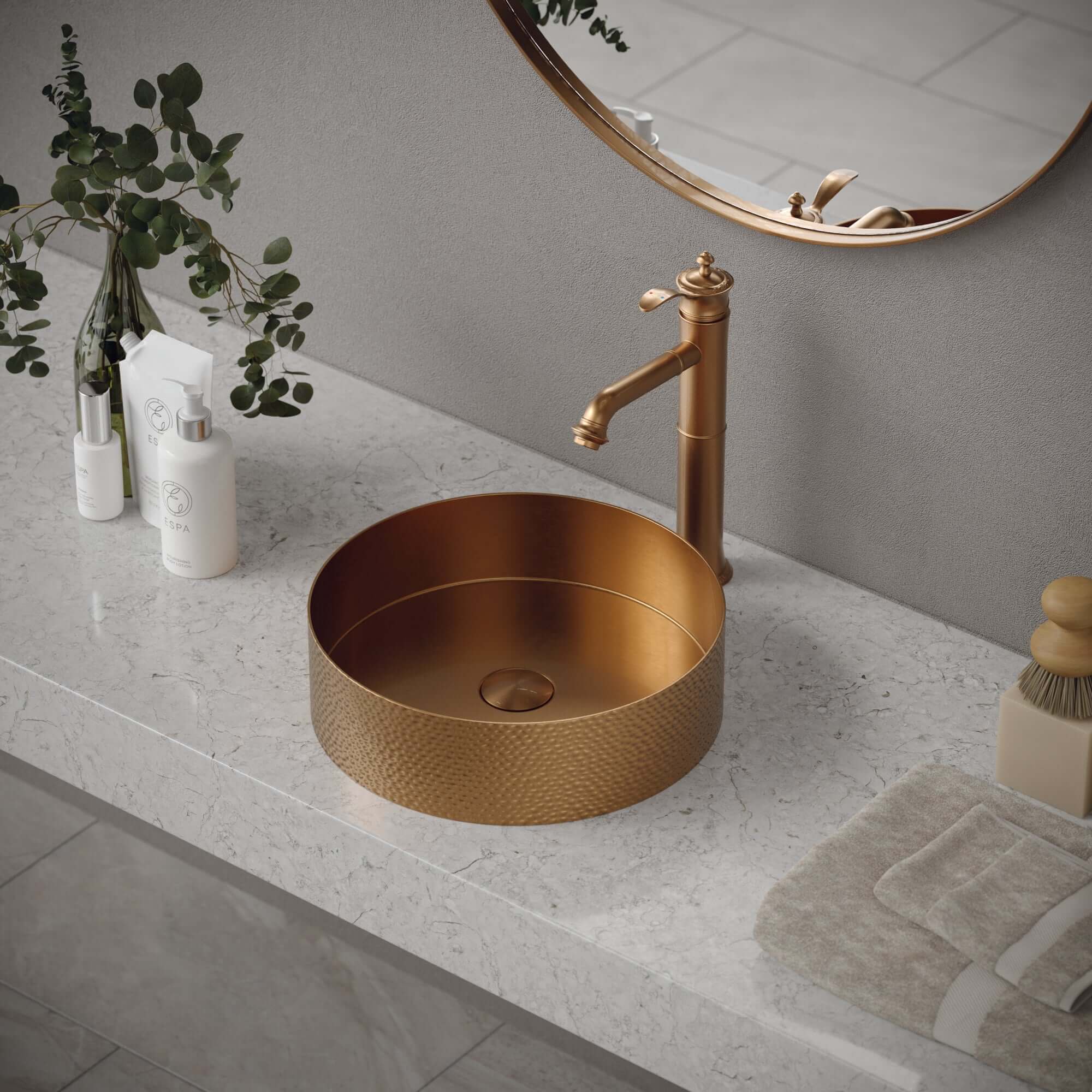 Alternate Image for Karran Cinox 15" x 15" Round Vessel Stainless Steel Bathroom Sink, Brushed Copper, 16 Gauge, CCV100BC