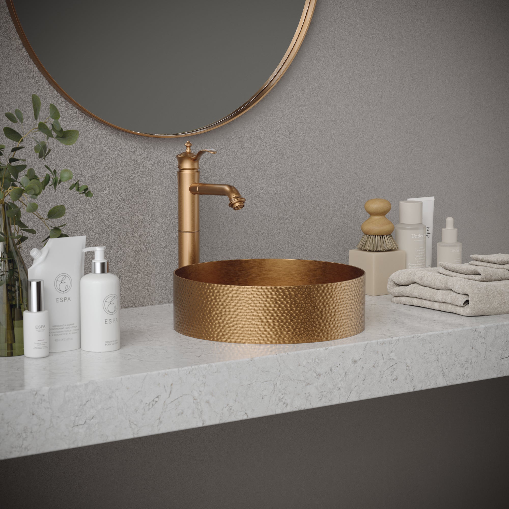 Alternate Image for Karran Cinox 15" x 15" Round Vessel Stainless Steel Bathroom Sink, Brushed Copper, 16 Gauge, CCV100BC