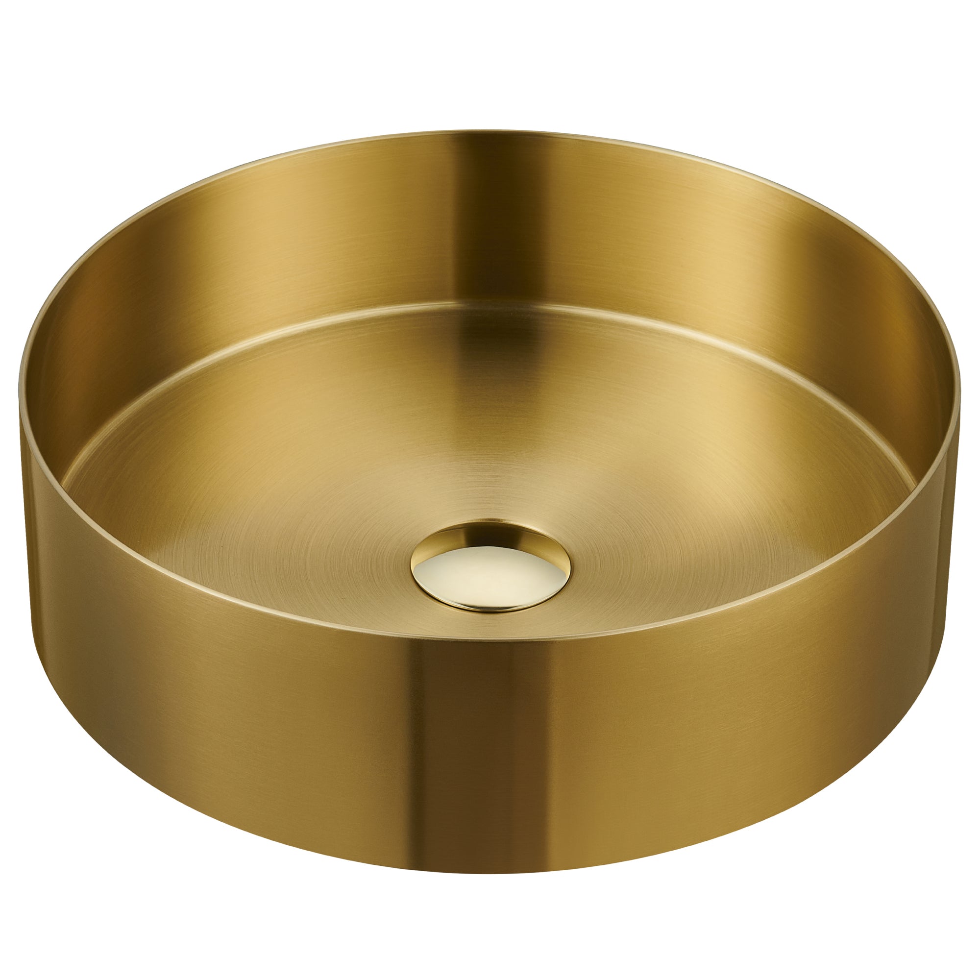 Karran Cinox 14.25" x 14.25" Round Vessel Stainless Steel Bathroom Sink, Gold, 16 Gauge, CCV200G