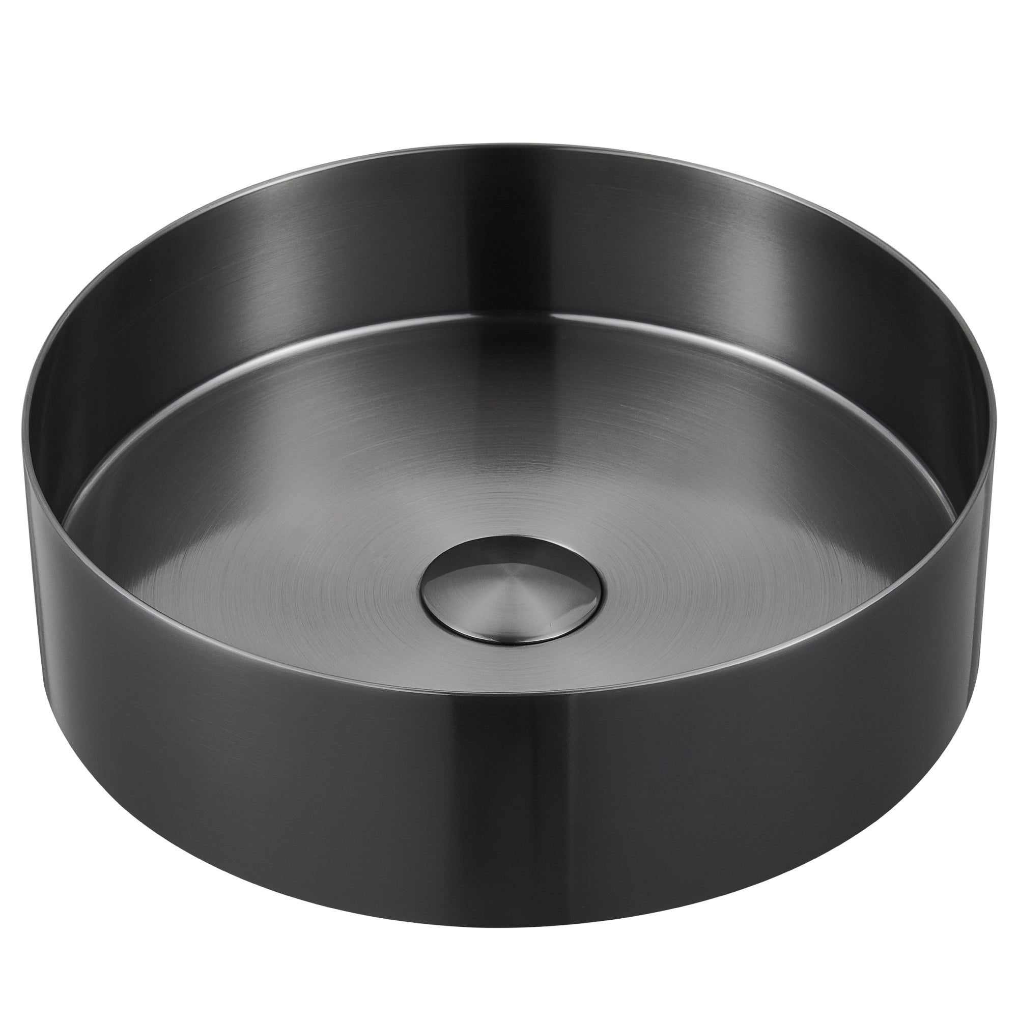 Karran Cinox 14.25" x 14.25" Round Vessel Stainless Steel Bathroom Sink, Gunmetal Grey, 16 Gauge, CCV200GG