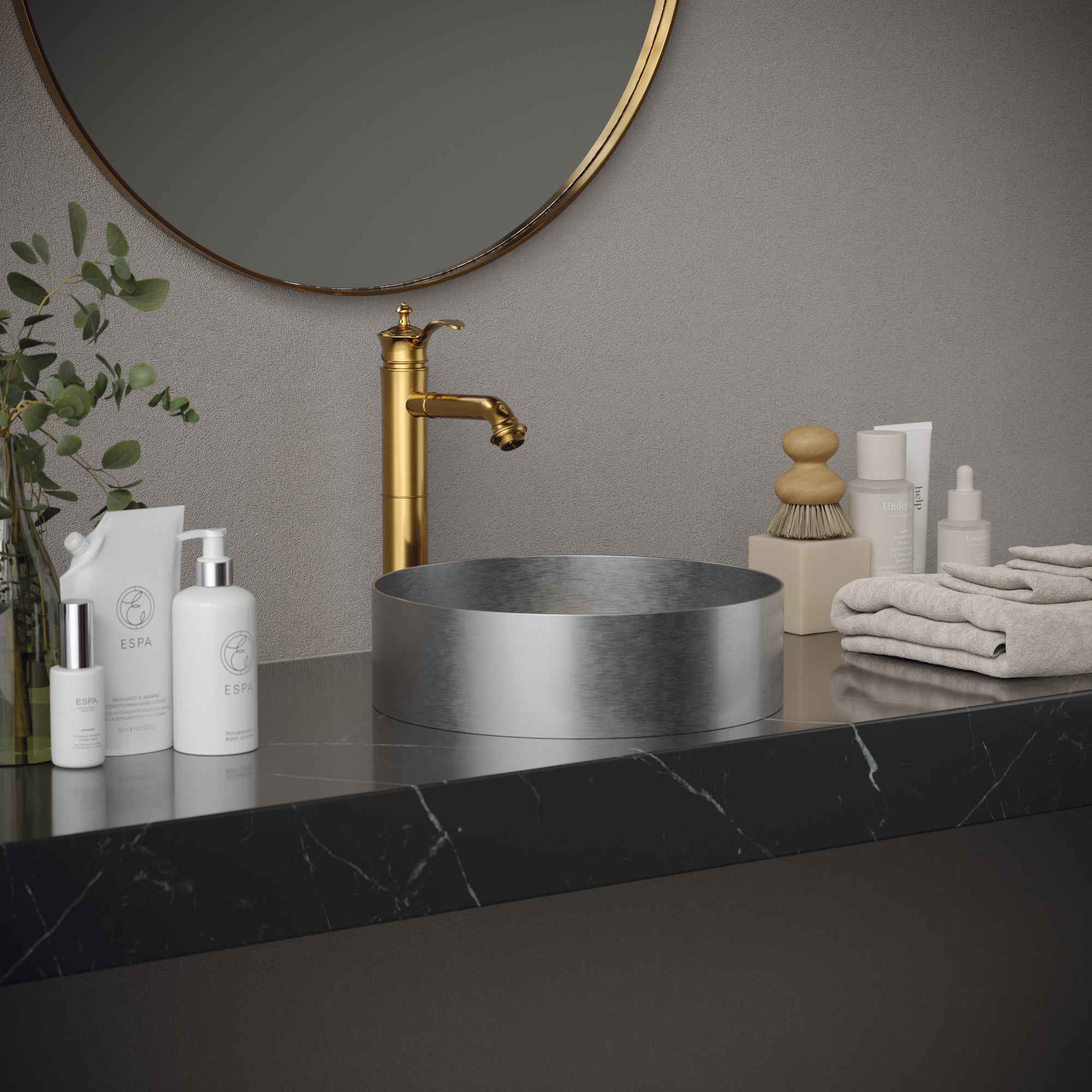 Alternate Image for Karran Cinox 14.25" x 14.25" Round Vessel Stainless Steel Bathroom Sink, 16 Gauge, CCV200SS