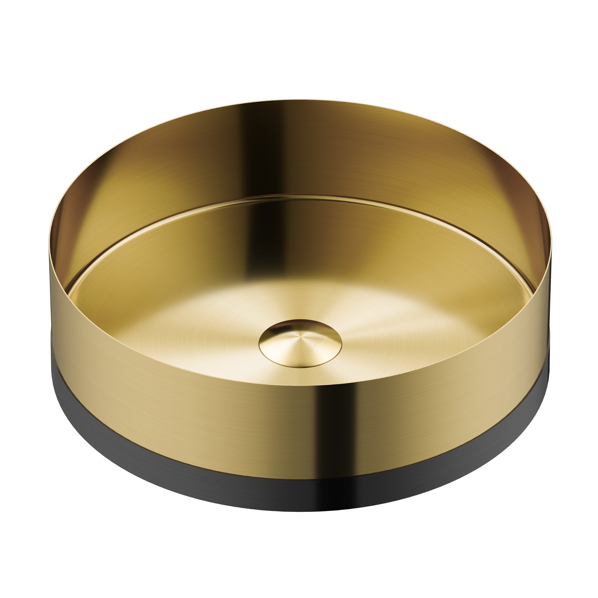 Karran Cinox 15.75" x 15.75" Round Vessel Stainless Steel Bathroom Sink, Gold and Gunmetal Grey, 16 Gauge, CCV300G