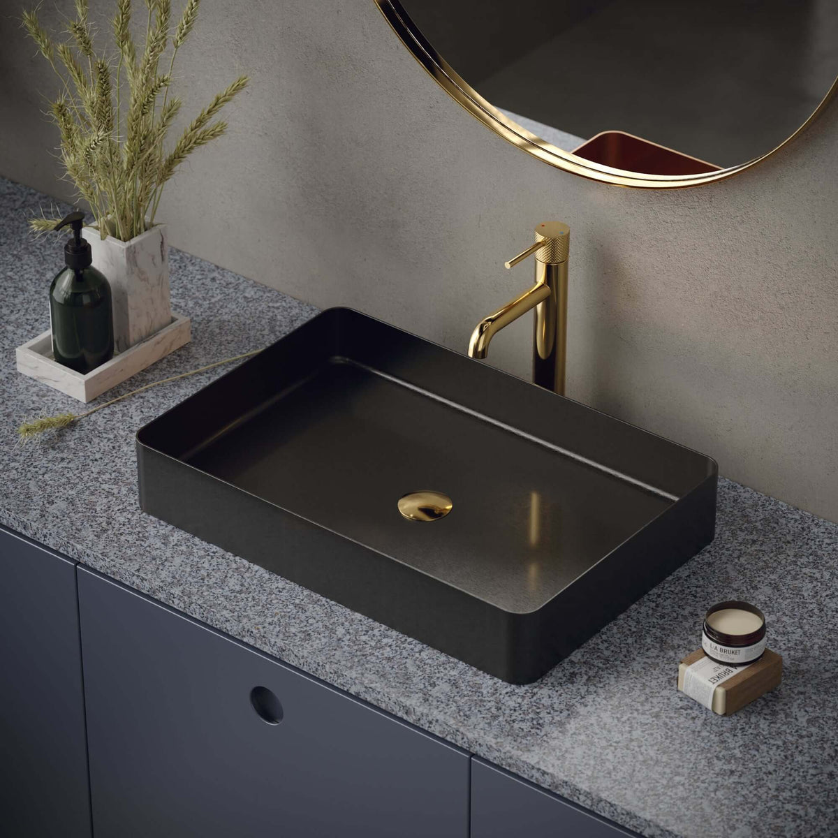 Alternate Image for Karran Cinox 15.75" x 23.625" Rectangular Vessel Stainless Steel Bathroom Sink, Gunmetal Grey, 16 Gauge, CCV600GG
