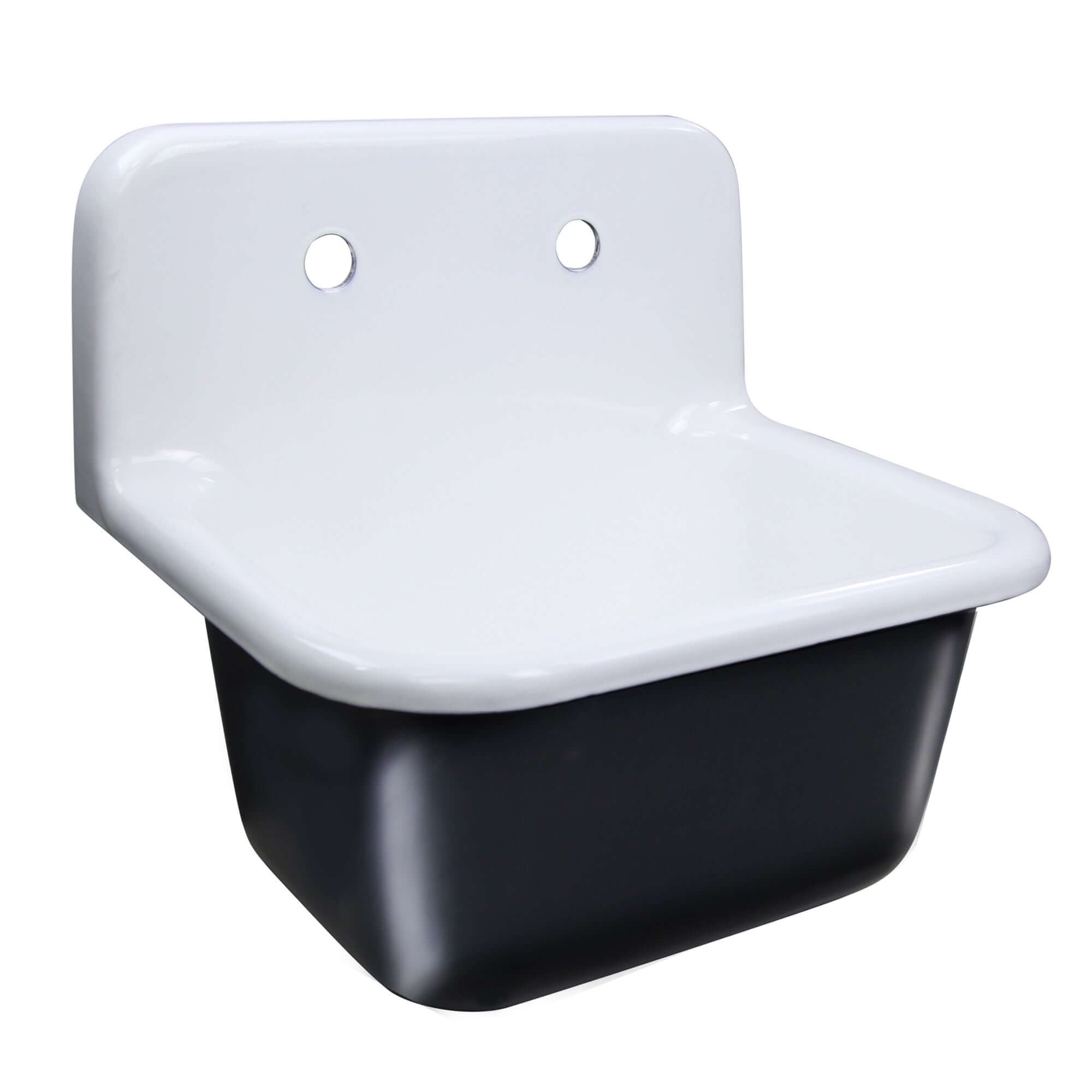 Alternate Image for Nantucket Sinks Anchor 22" Wallmount Cast Iron Utility Sink with Accessories, White/Black, CI-2218-FBSET