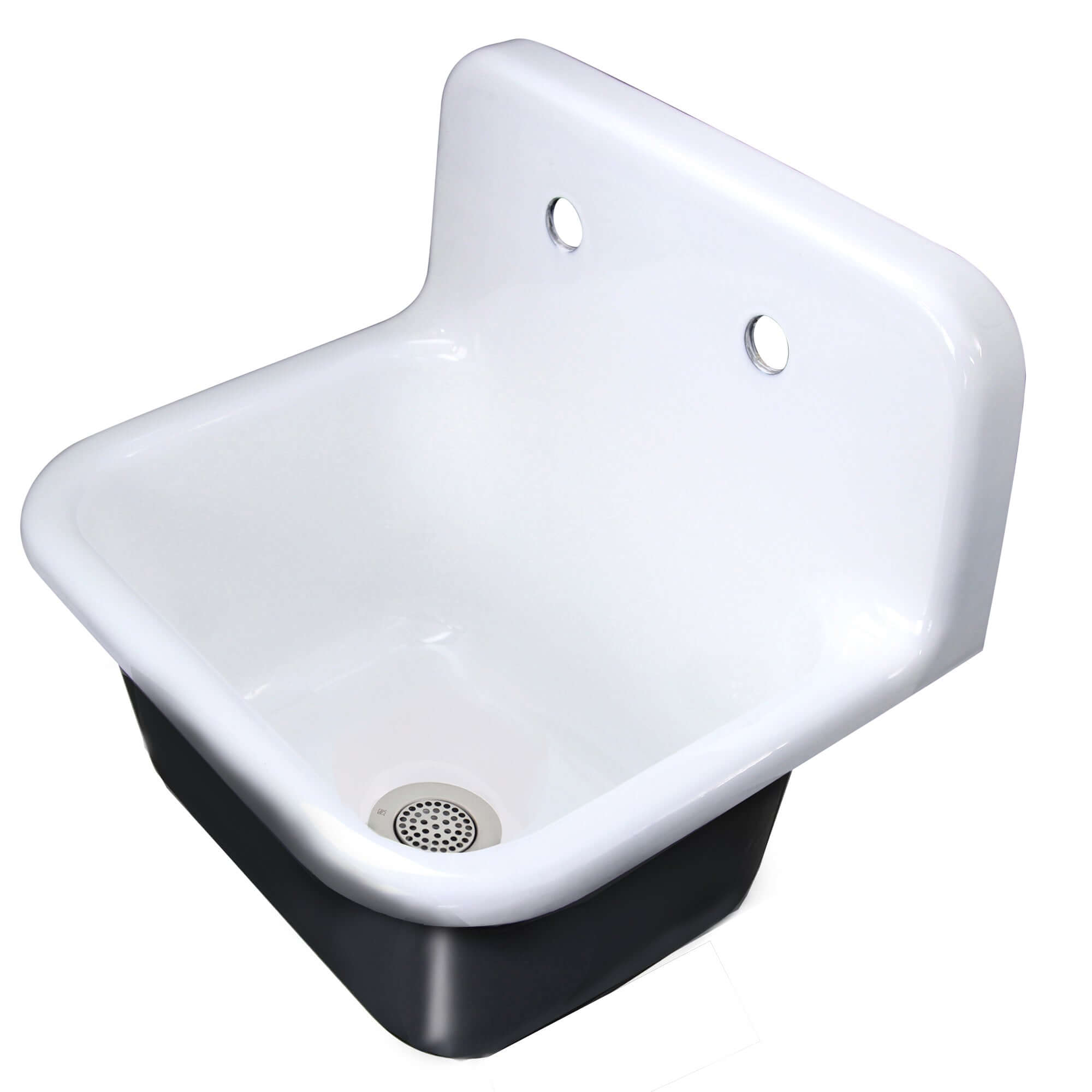 Alternate Image for Nantucket Sinks Anchor 22" Wallmount Cast Iron Utility Sink with Accessories, White/Black, CI-2218-FBSET