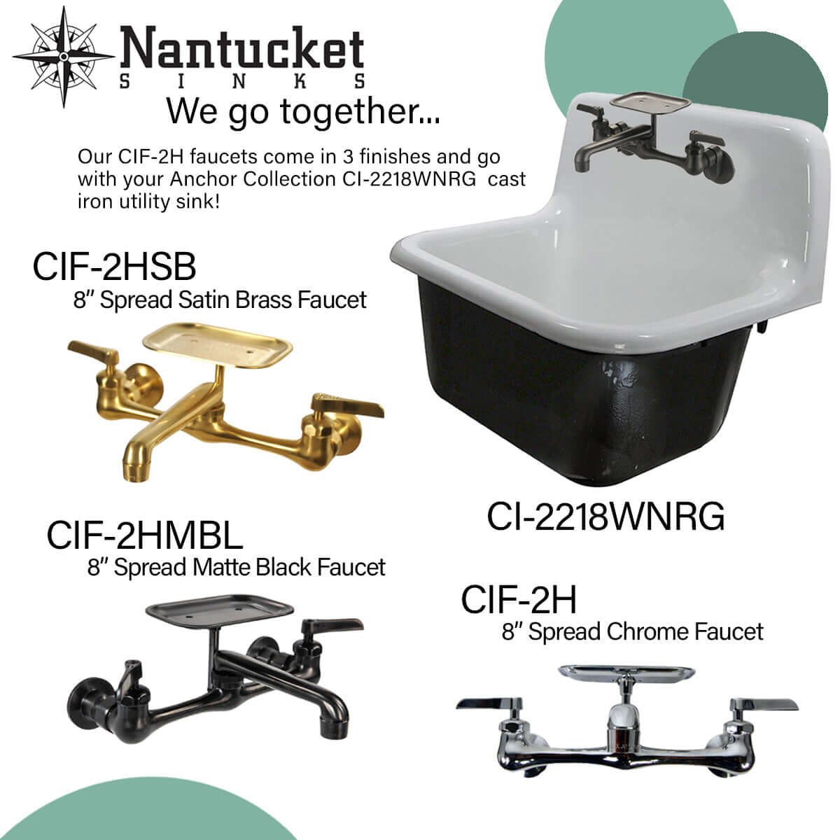 Alternate Image for Nantucket Sinks Premium Accessories Brass Utility/Mud/Laundry Faucet, Handle, CIF-2HSB