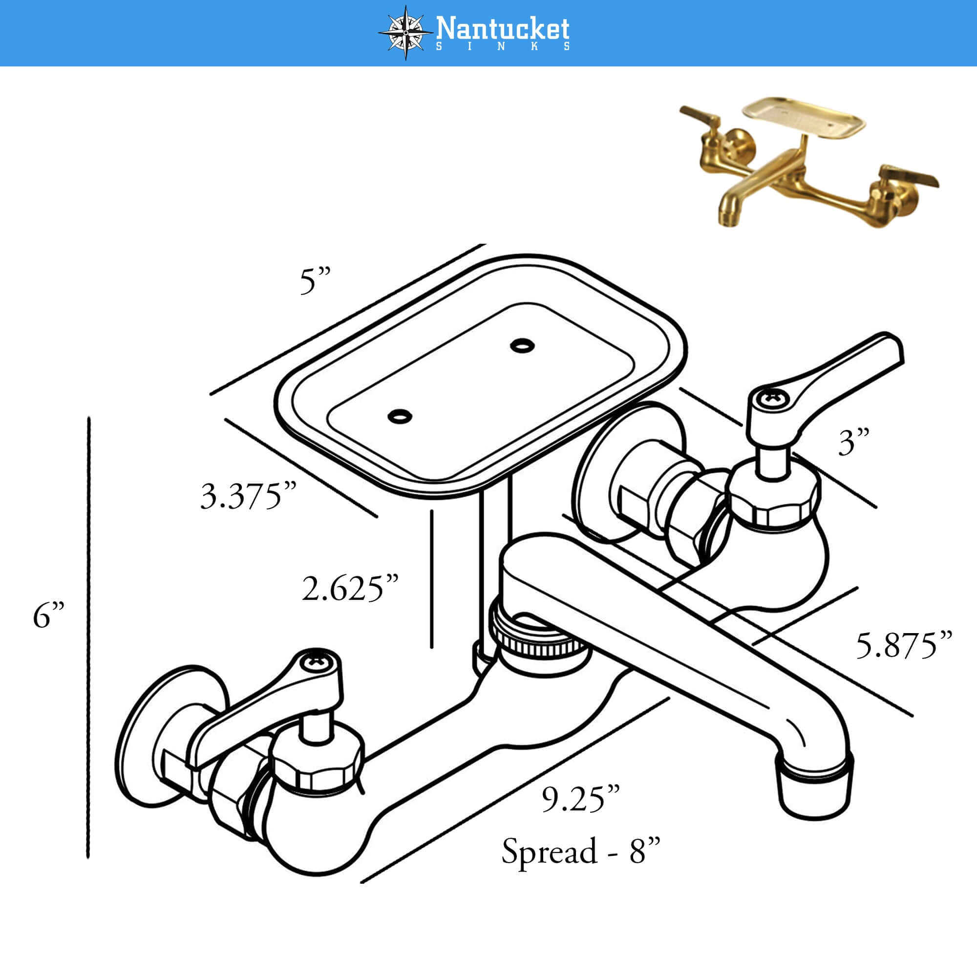Nantucket Sinks Premium Accessories Brass Utility/Mud/Laundry Faucet, Handle, CIF-2HSB