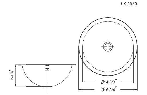 Alternate Image for Houzer 17" Stainless Steel Undermount Bathroom Sink, Round, CR-1620-1
