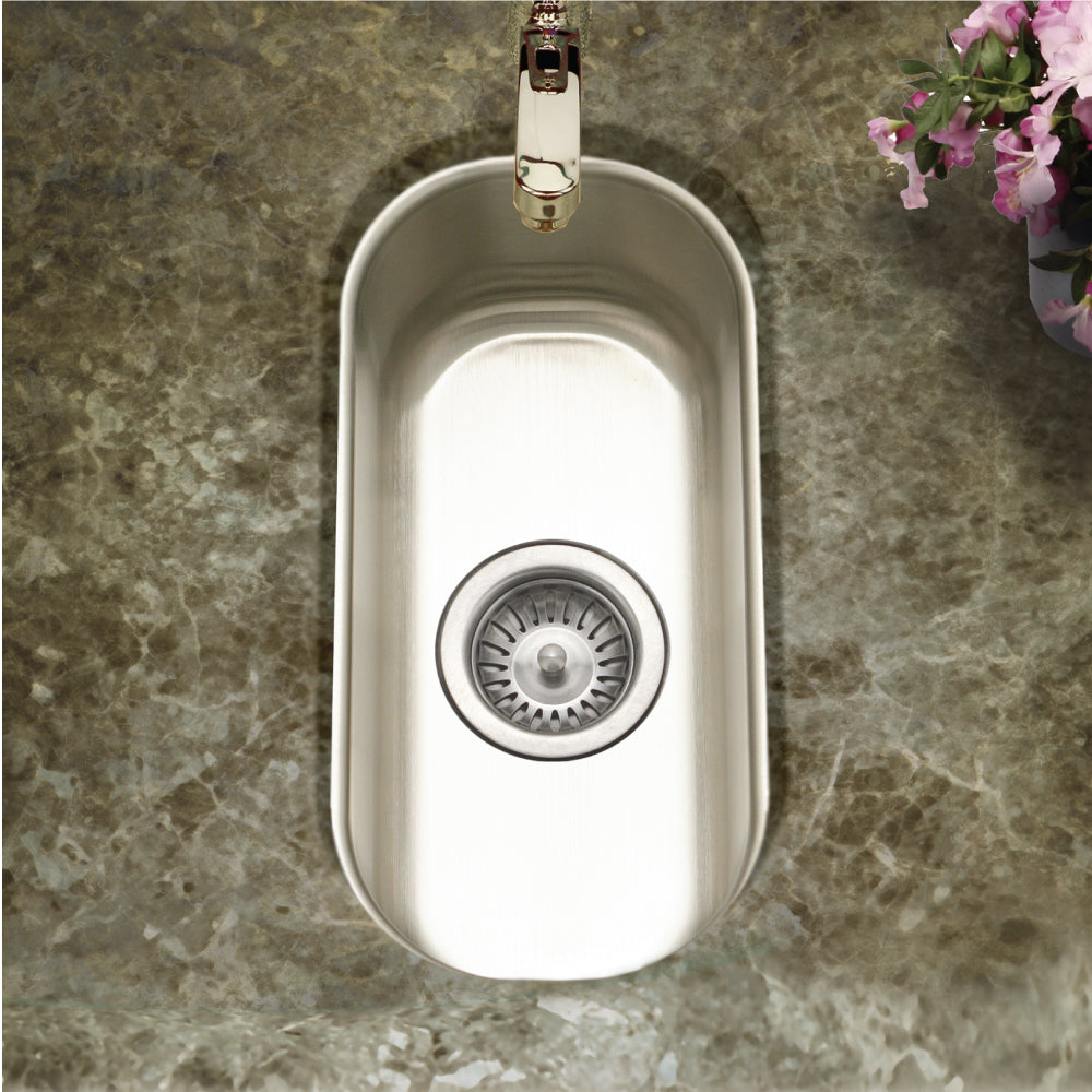 Houzer Club 10 inch Stainless Steel Undermount Bar Sink with Strainer & Grid - 18 Gauge, CS-1105-C