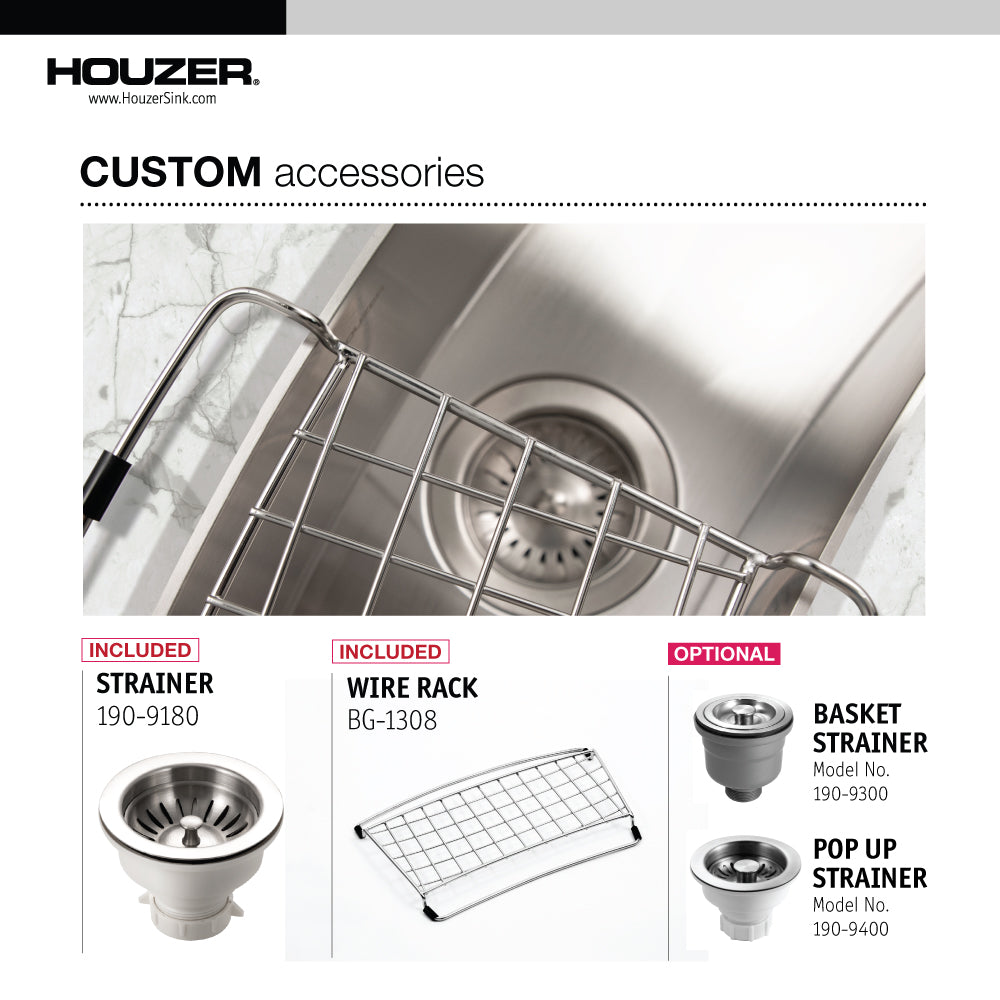 Alternate Image for Houzer 33" Stainless Steel Undermount Bar/Prep Sink, Curved, CTC-3312