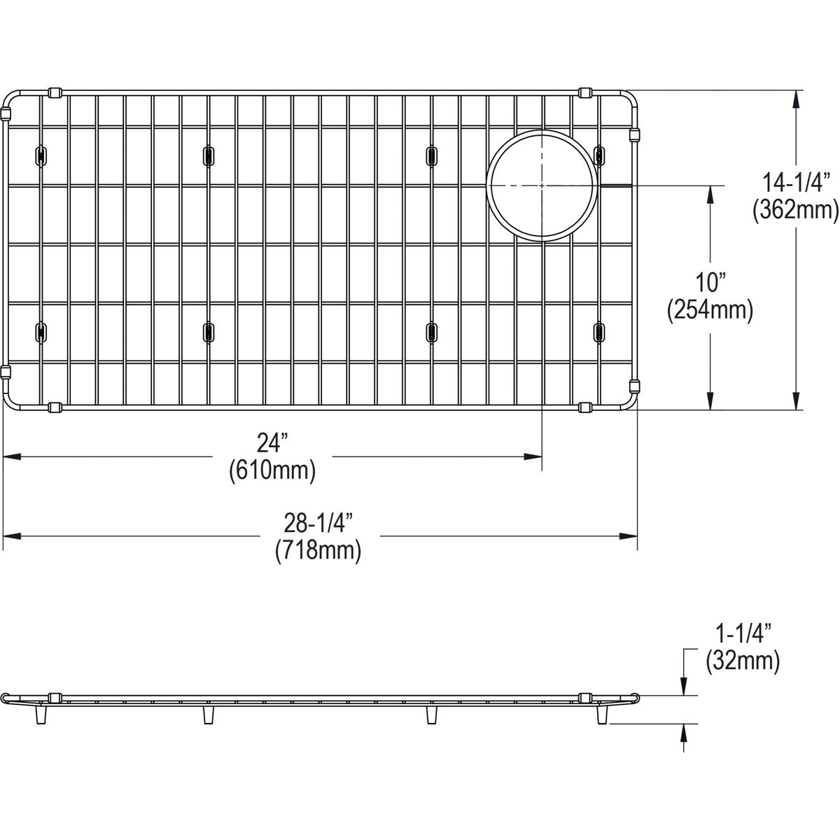 Alternate Image for Elkay Crosstown Stainless Steel 28-1/4" x 14-1/4" x 1-1/4" Bottom Grid, CTXBG2814