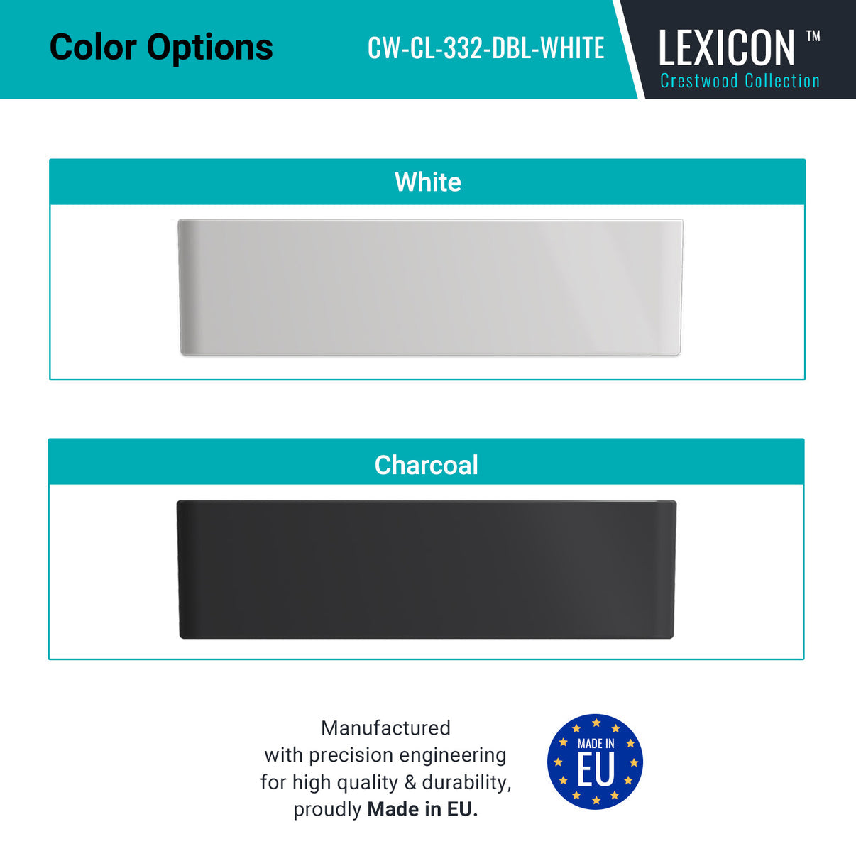 Alternate Image for Crestwood 33" Fireclay Farmhouse Sink 50/50 Double Bowl, White, CW-CL-332-DBL-WHITE