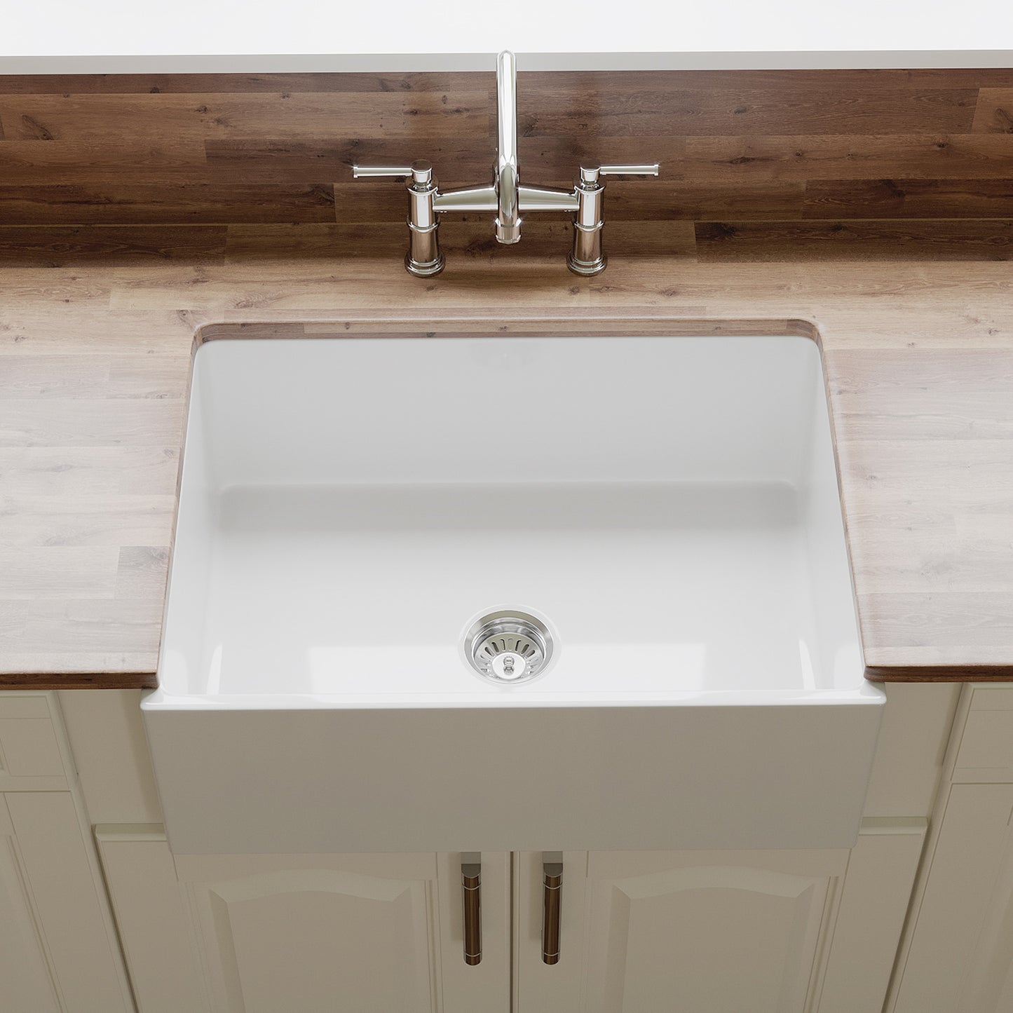 Crestwood 27" Fireclay Farmhouse Sink, White, CW-MOD-27-WHITE