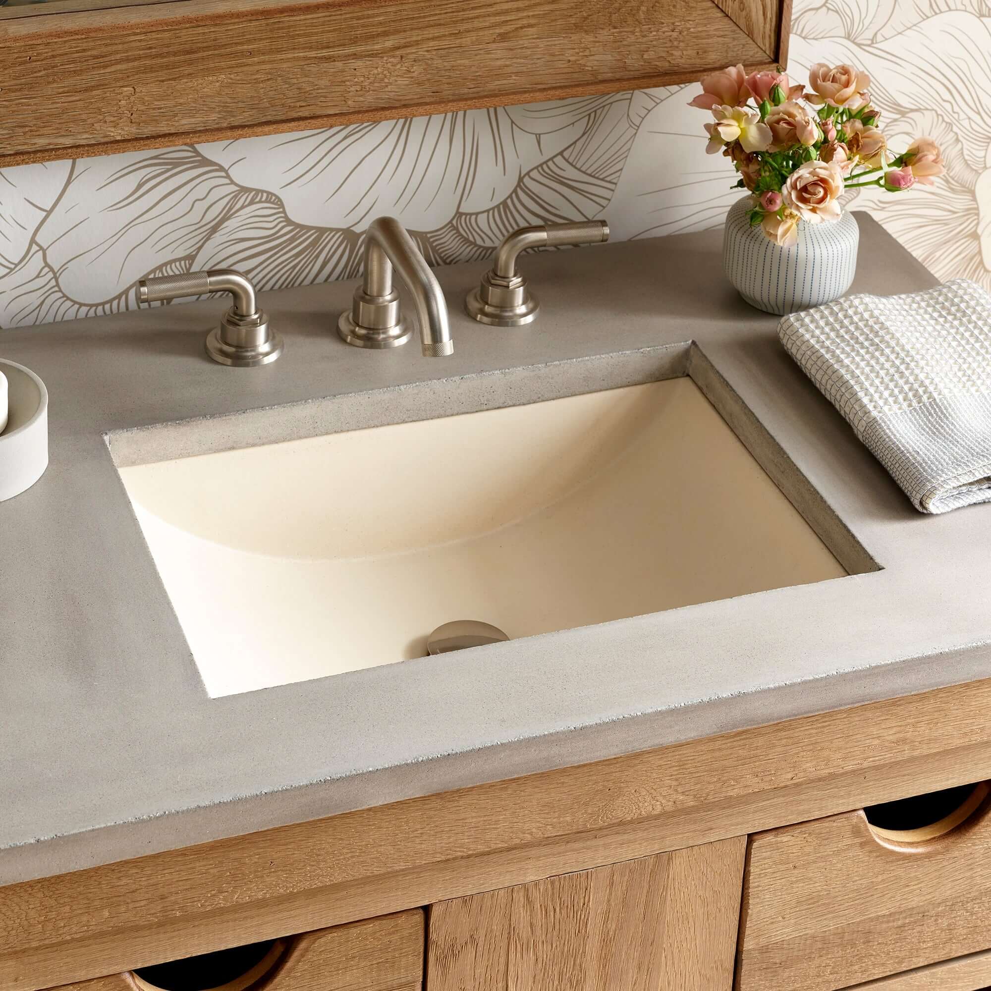 Native Trails Cabrillo 20.75" x 14.75" Rectangle Undermount NativeStone Concrete ADA Bathroom Sink, Sand, NSL2014-D