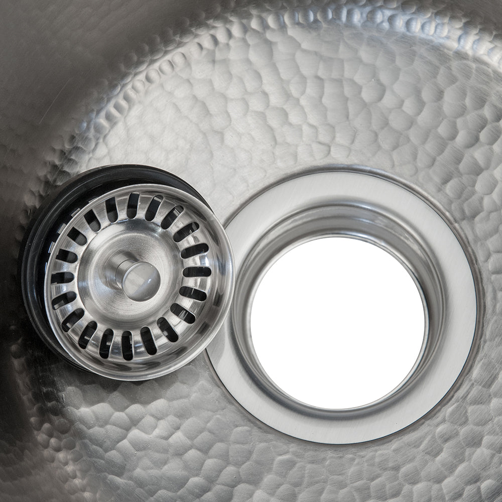 Alternate Image for Premier Copper Products 15" Square Hammered Copper Bar/Prep Sink in Nickel w/ 3.5" Drain Opening, Matching Drain and Accessories, BSP5_BS15EN3-G