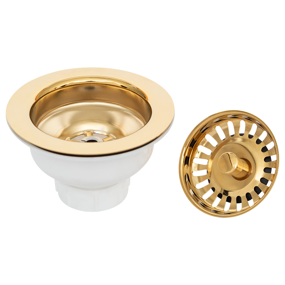 Alternate Image for Premier Copper Products 3.5" Kitchen, Prep, Bar Basket Strainer Drain - Polished Brass, Brass/PVC, D-132PB