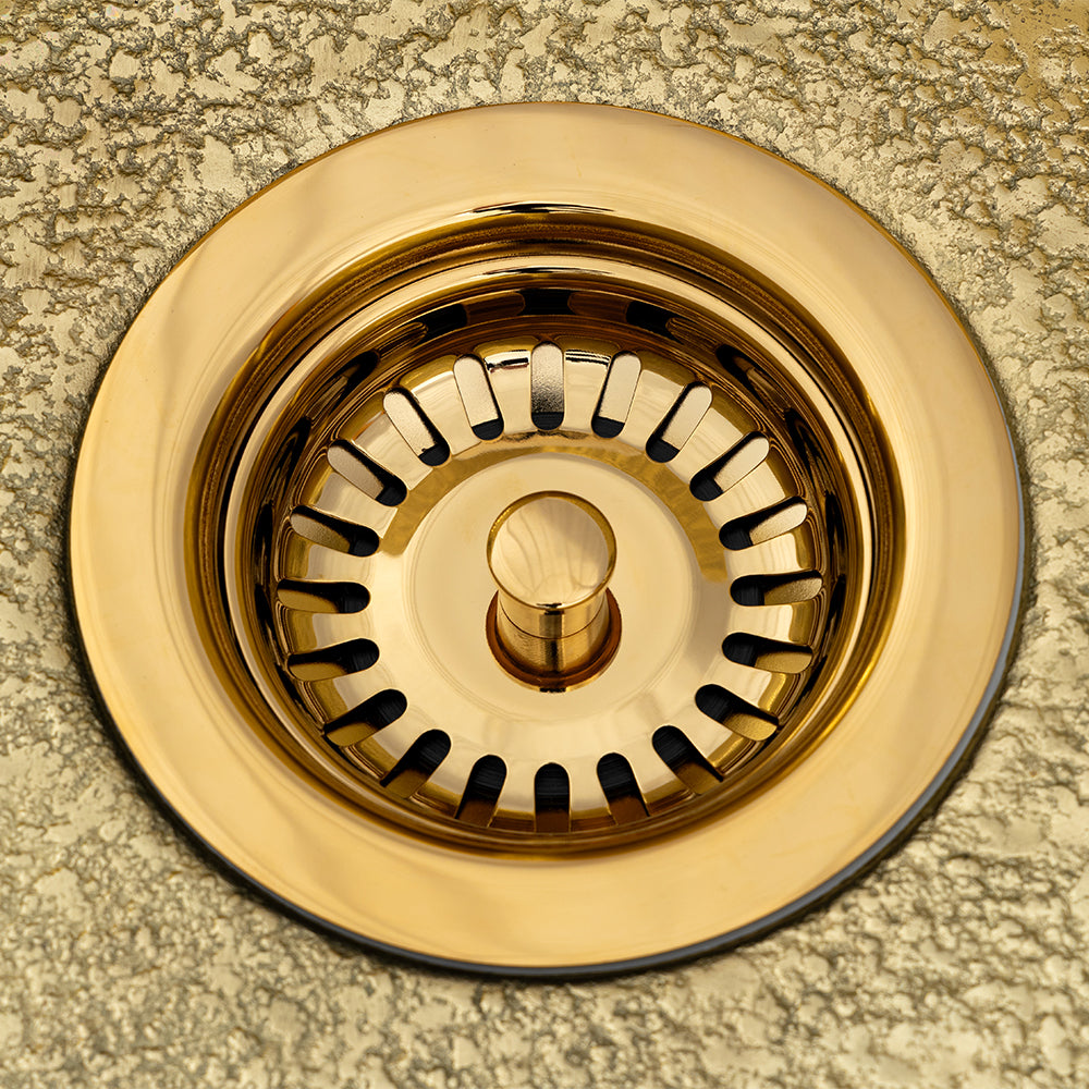 Alternate Image for Premier Copper Products 3.5" Kitchen, Prep, Bar Basket Strainer Drain - Polished Brass, Brass/PVC, D-132PB