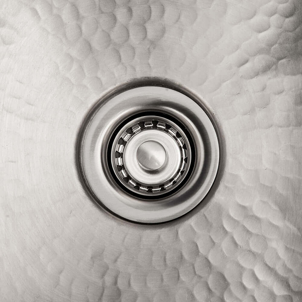 Alternate Image for Premier Copper Products 12" Round Hammered Copper Bar Sink w/ 2" Drain Opening in Nickel, Matching Drain and Accessories, BSP5_BR12EN2-B