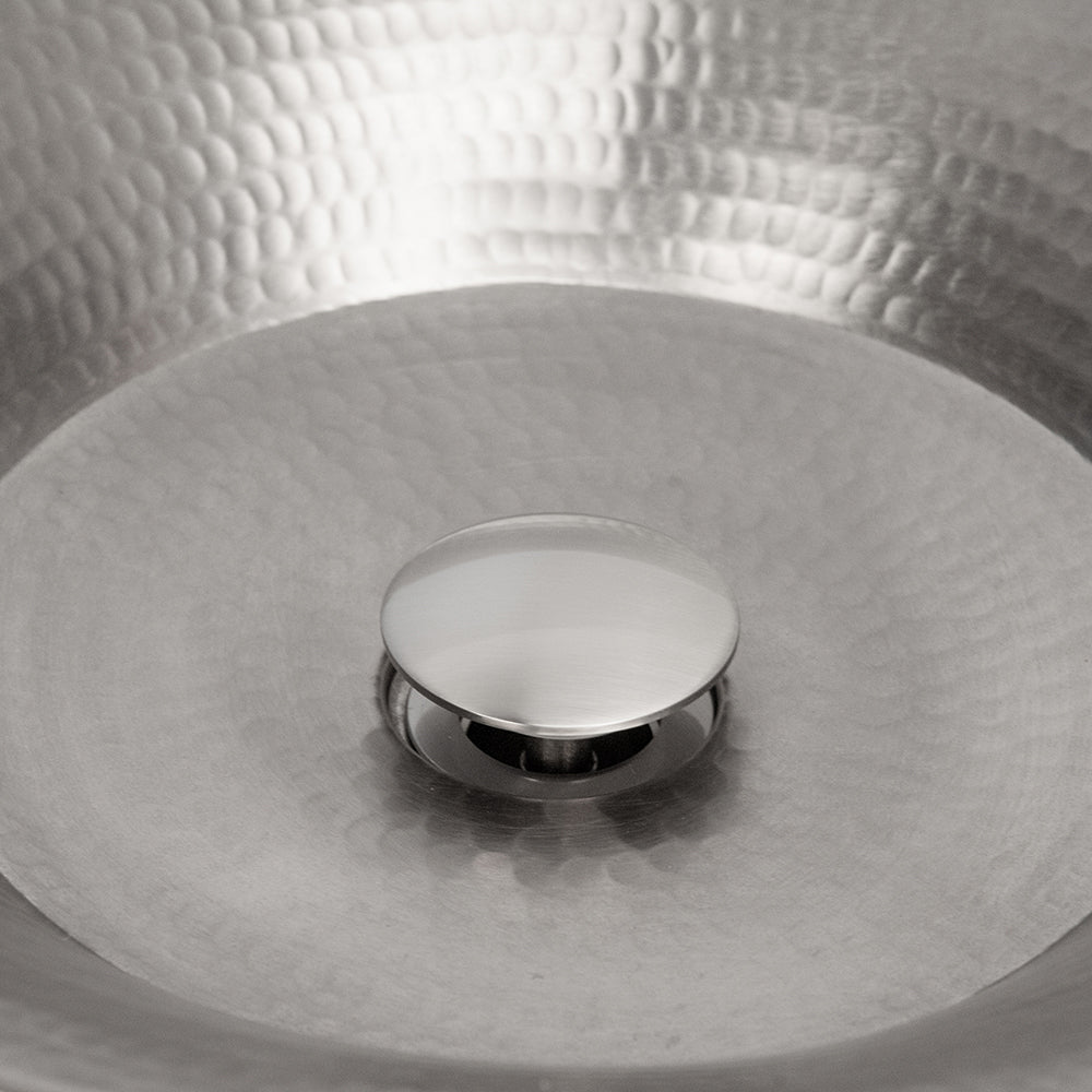 Alternate Image for Premier Copper Products 18" Wide Rim Oval Self Rimming Hammered Copper Bathroom Sink in Nickel, Matching Drain and Accessories, Nickel Plated Copper, BSP5_LO18REN-P