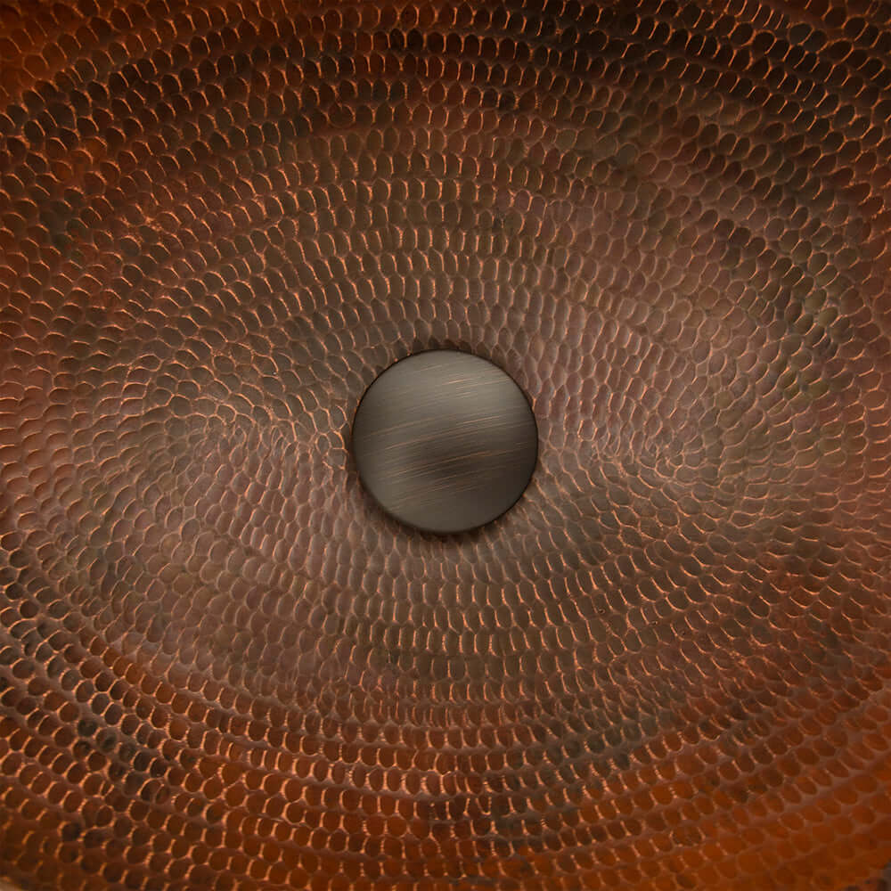 Alternate Image for Premier Copper Products 17" Oval Wired Rim Vessel Hammered Copper Bathroom Sink, Matching Drain and Accessories, Oil Rubbed Bronze, BSP5_VO17WDB-P