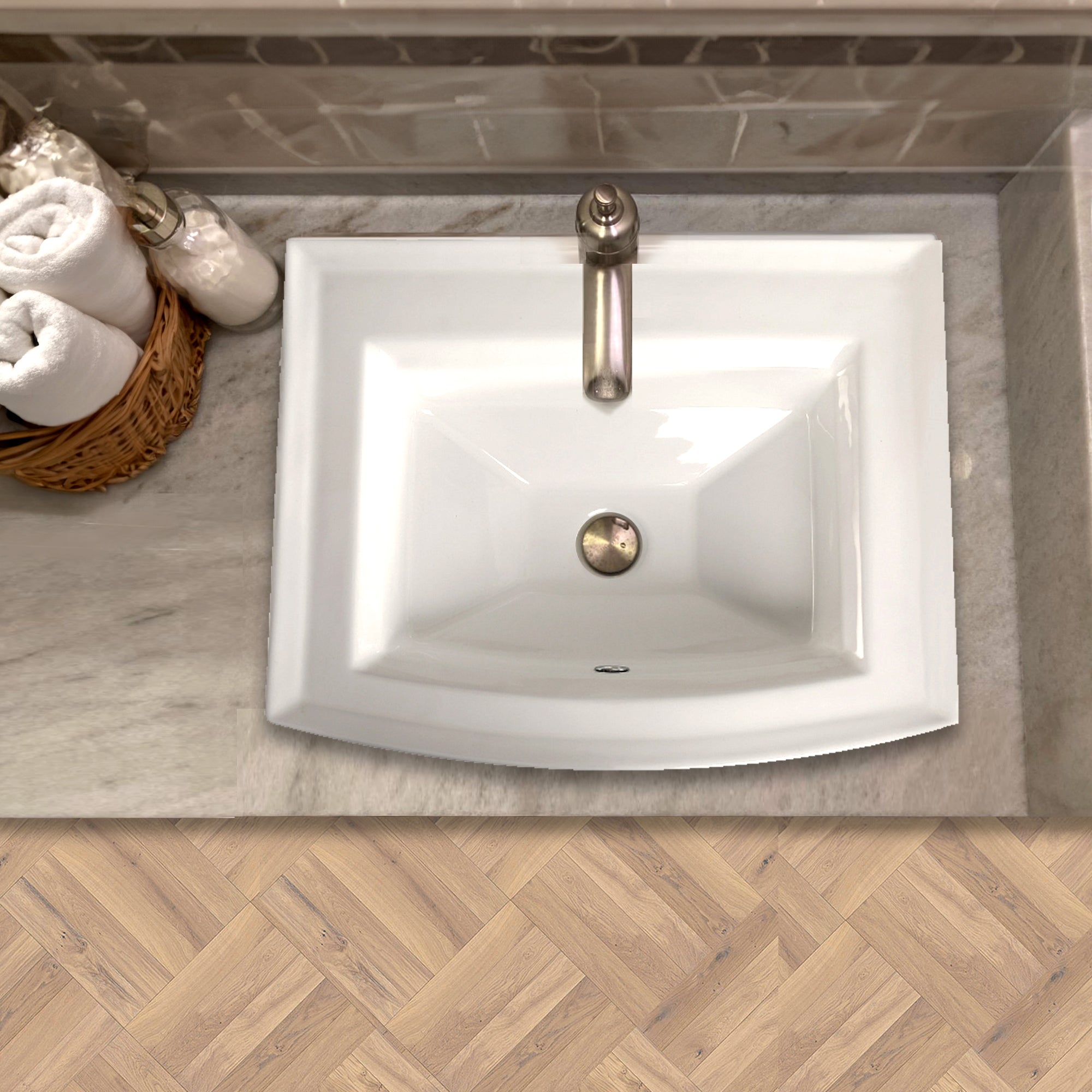 Alternate Image for Nantucket Sinks Great Point 22.625" x 19.4375" Rectangular Drop In/Topmount Ceramic - Vitreous China ADA Bathroom Sink with Accessories, White, DI-2320-R1